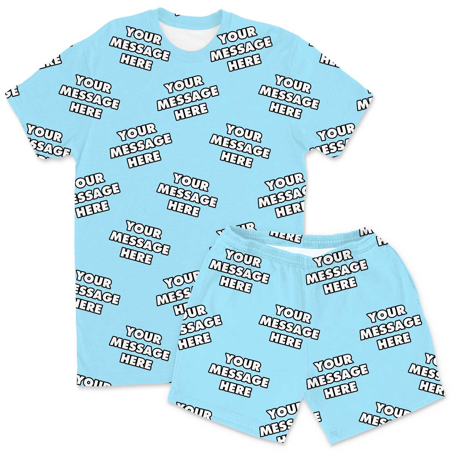 Your Message All Over Men's Personalised PJs - Shorts Set