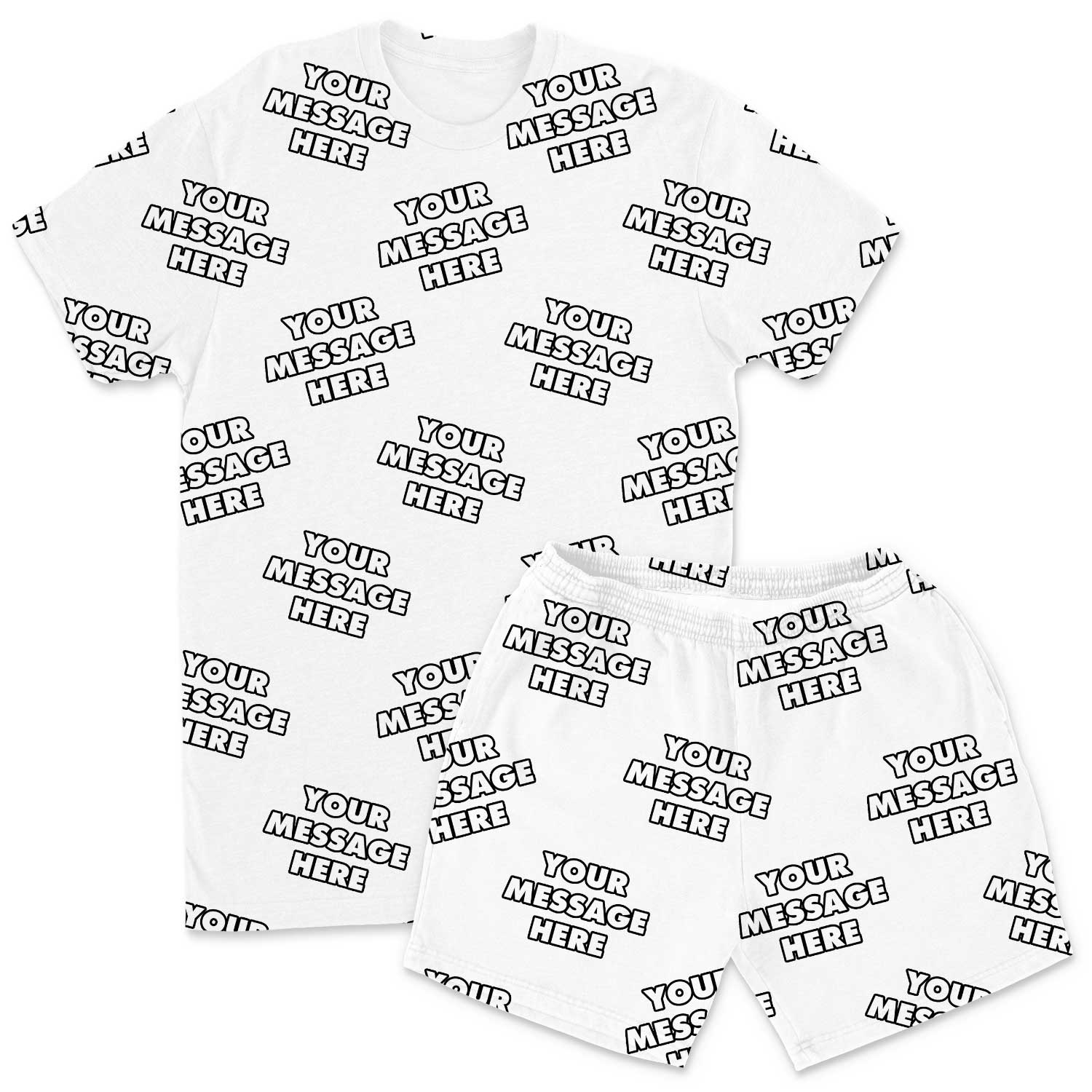 Your Message All Over Men's Personalised PJs - Shorts Set