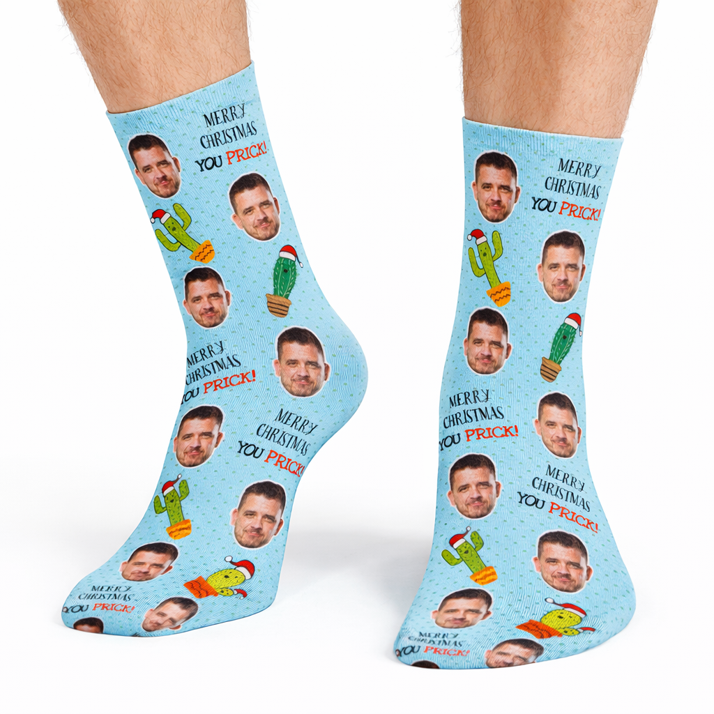 Merry Christmas You Prick Funny Custom Face Socks