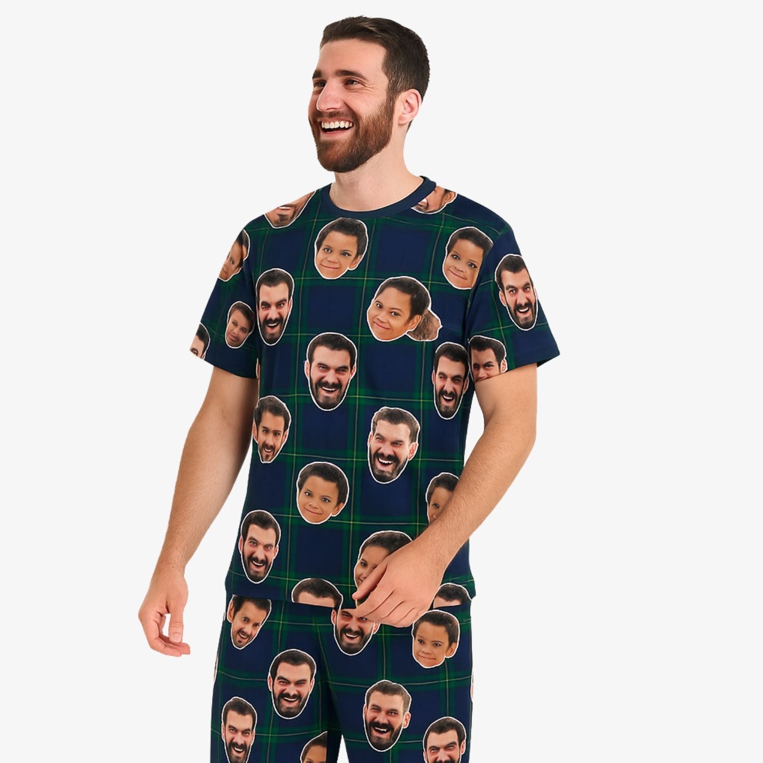 Men's Navy Tartan Personalised Pyjamas