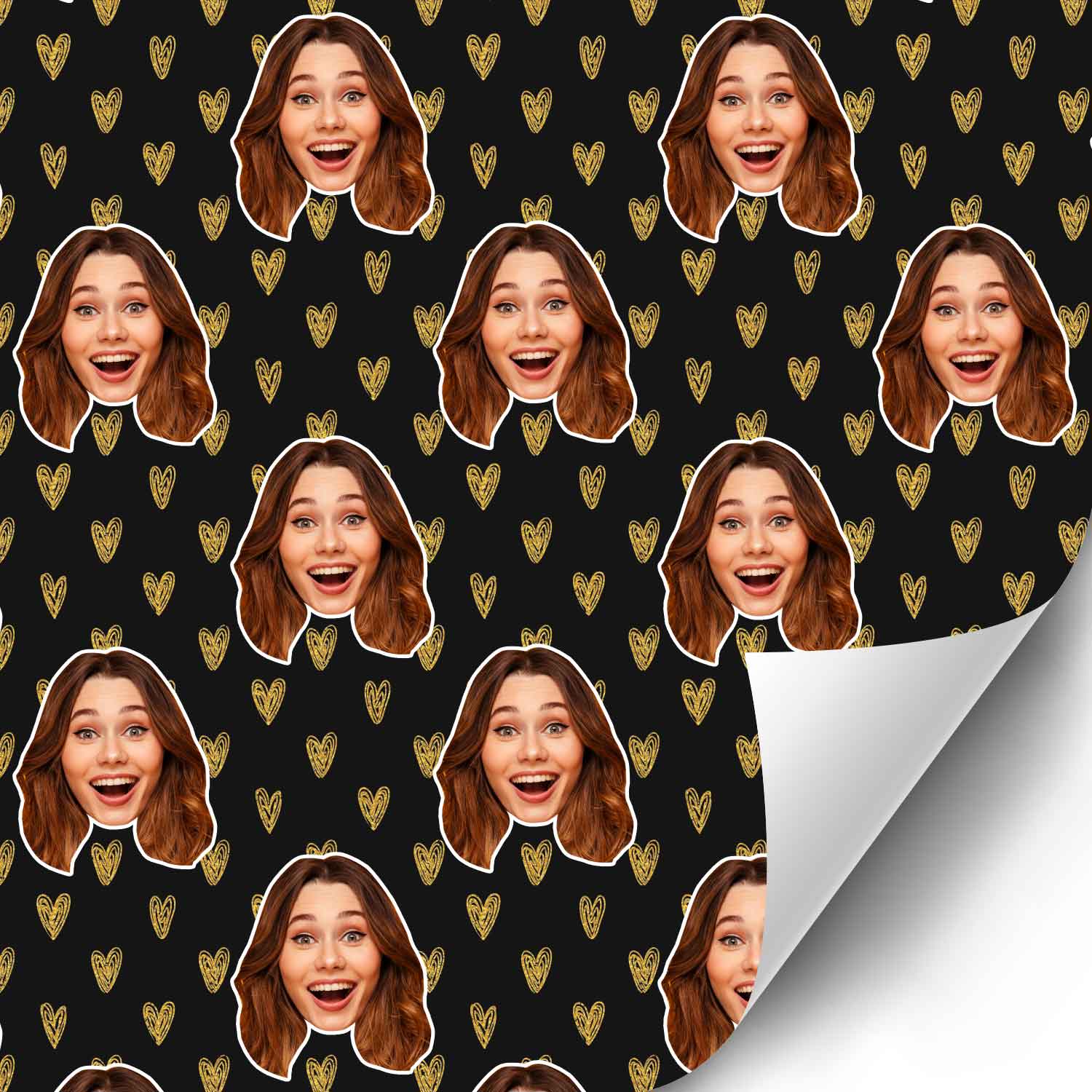 Your Face Hearts Personalised Wrapping Paper