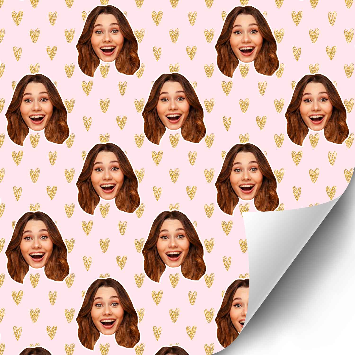 Your Face Hearts Personalised Wrapping Paper
