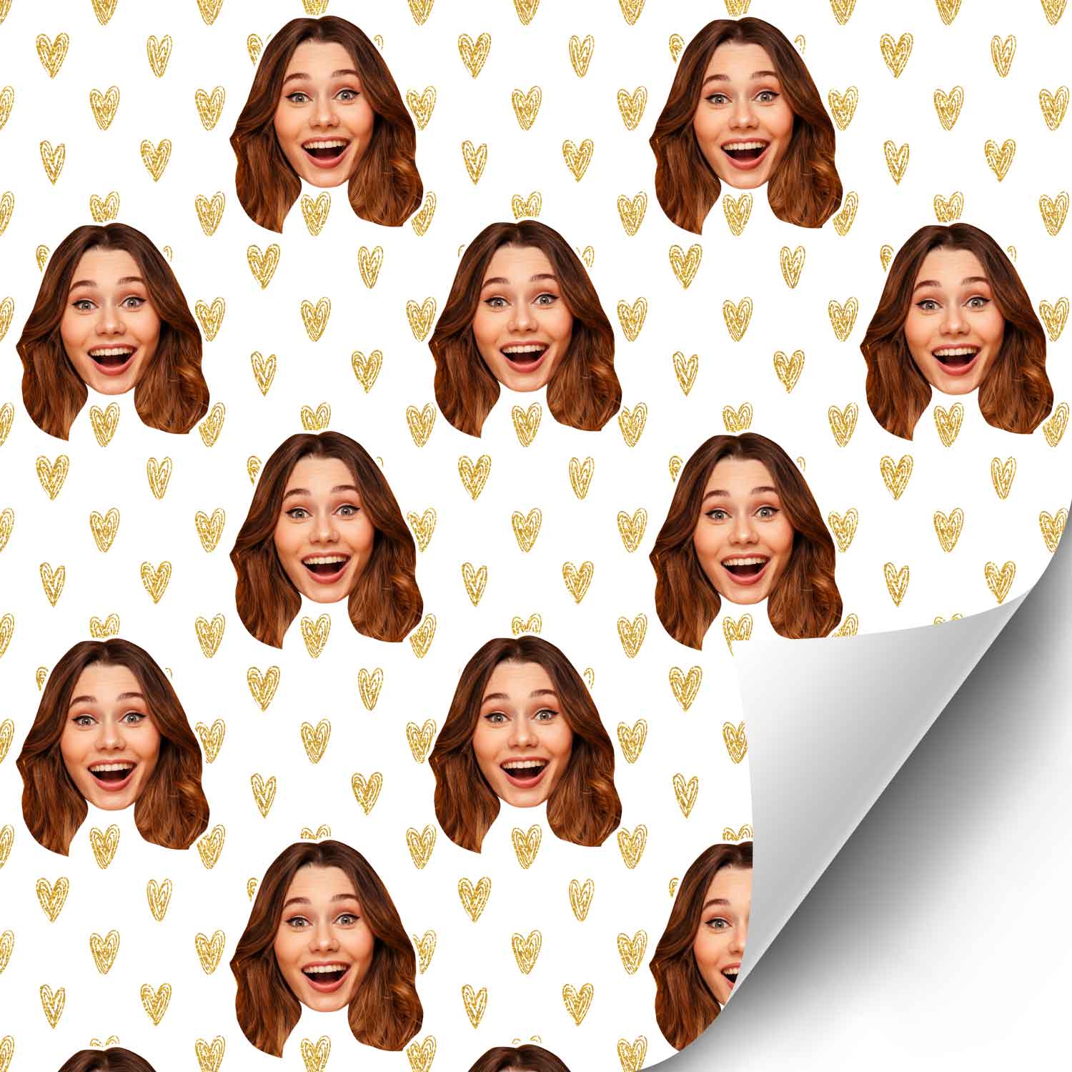 Your Face Hearts Personalised Wrapping Paper