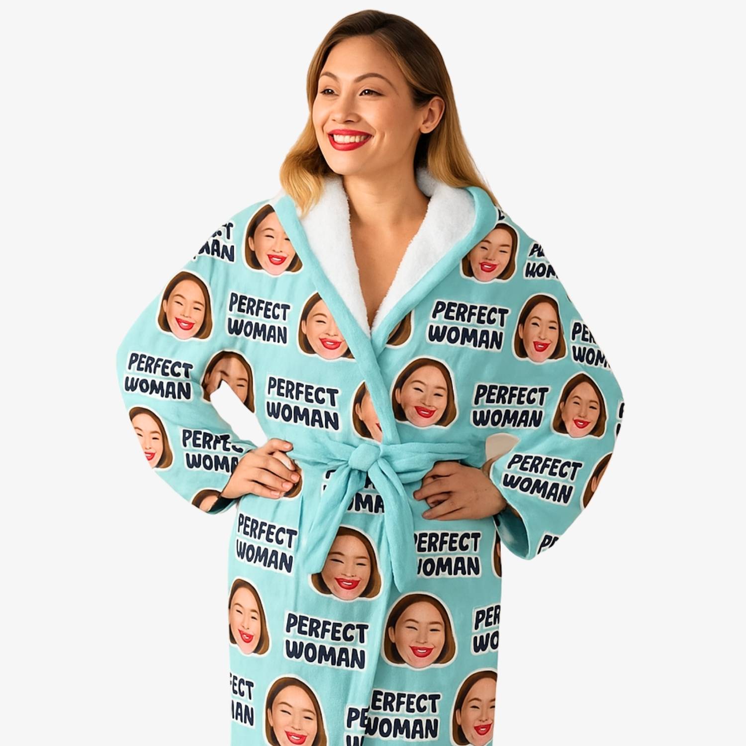 personalised ladies dressing gown Ladies Personalised Embroidered Non hooded Dressing Gown L / White / Front and Back