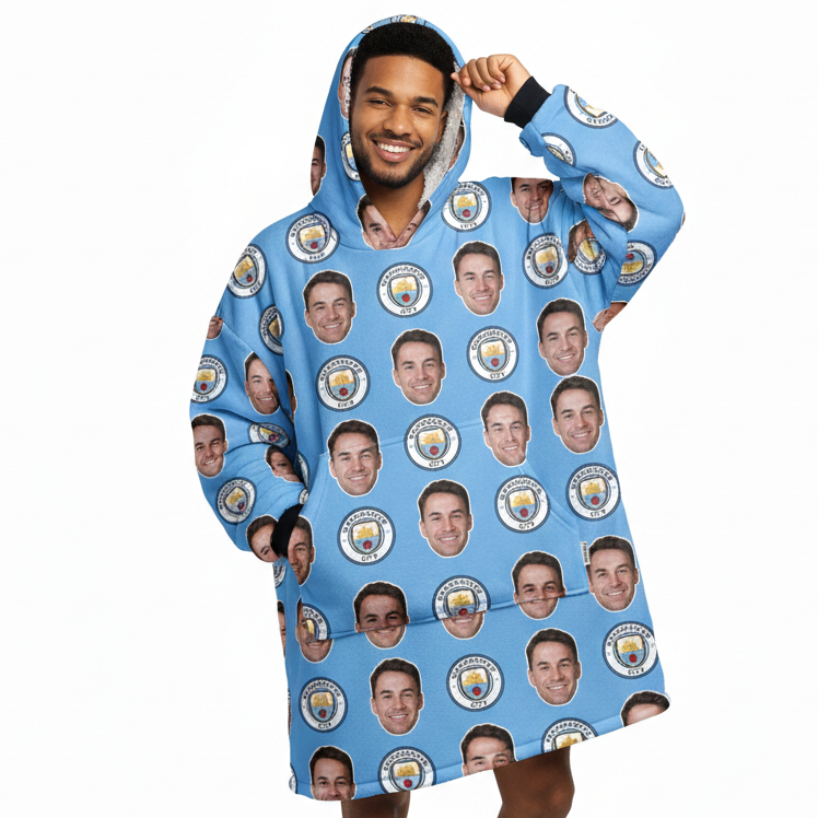 Personalised Man City Hoodie Blanket