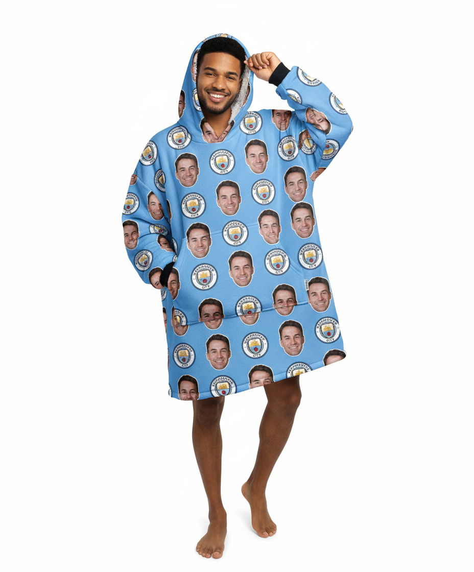 Personalised Man City Hoodie Blanket