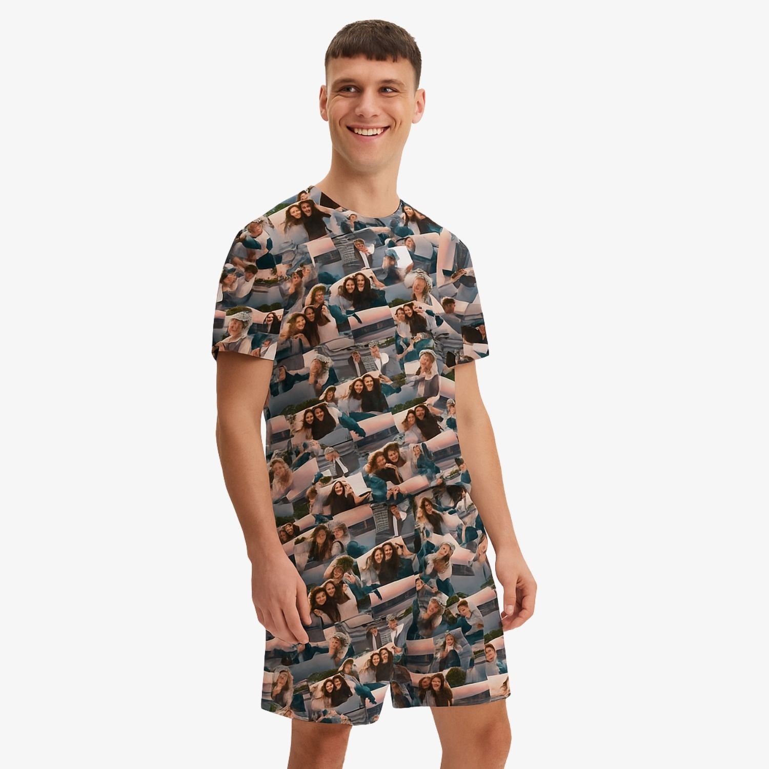Overlap Photo Collage Men's PJ Shorts Set