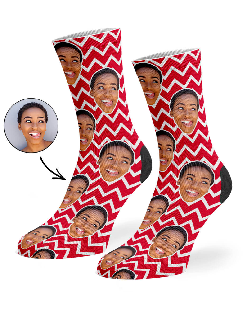 Zig Zag Face Pattern Socks With Face On