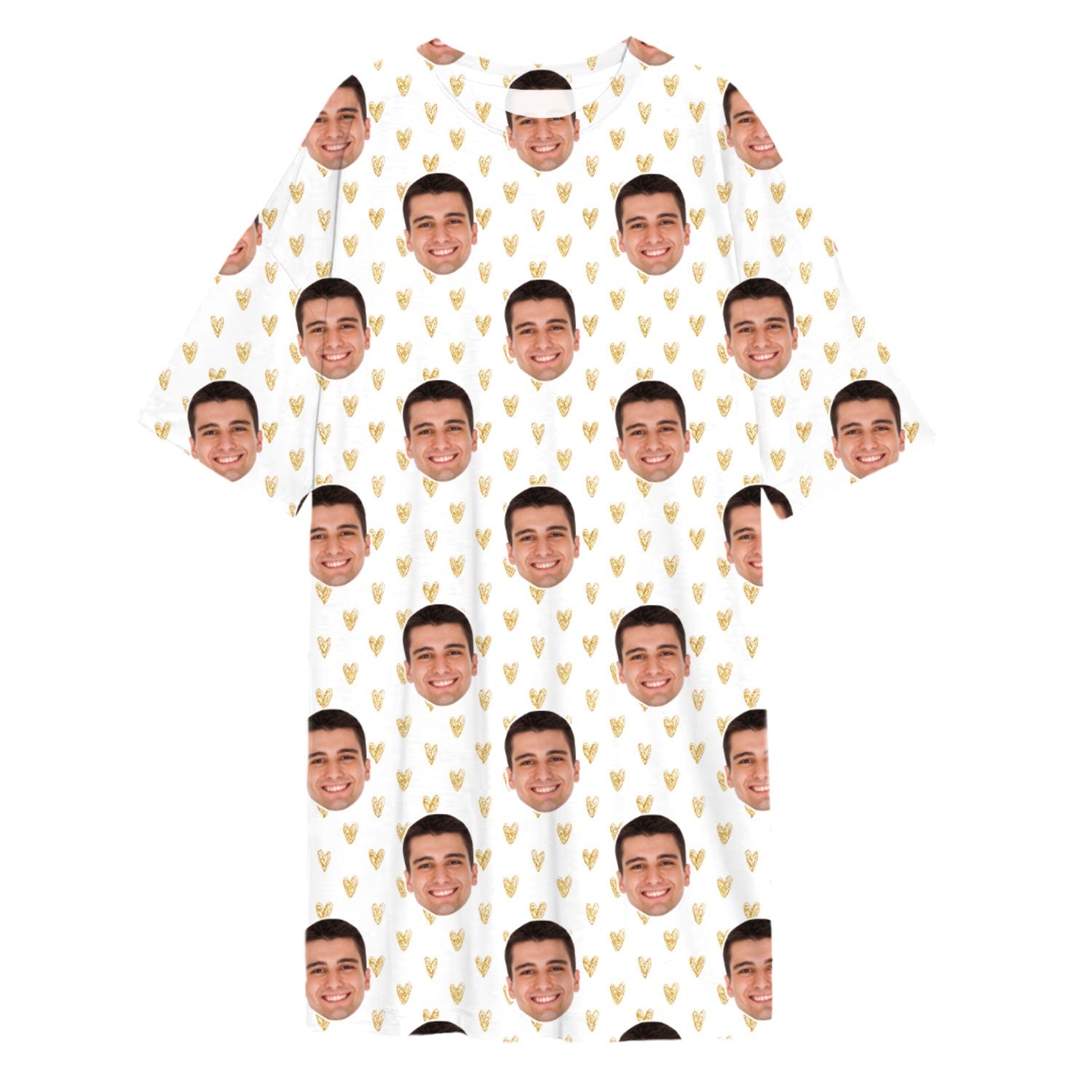 Gold Hearts Custom Face Sleep Tee