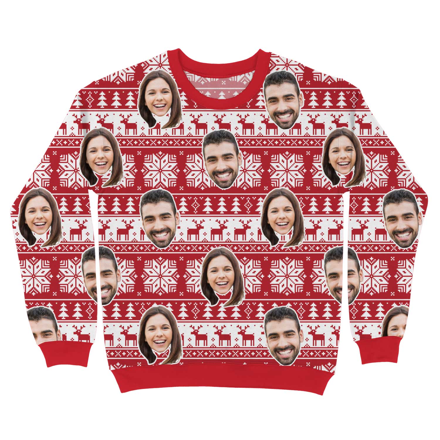 Your Face Nordic Red Personalised Christmas Jumper
