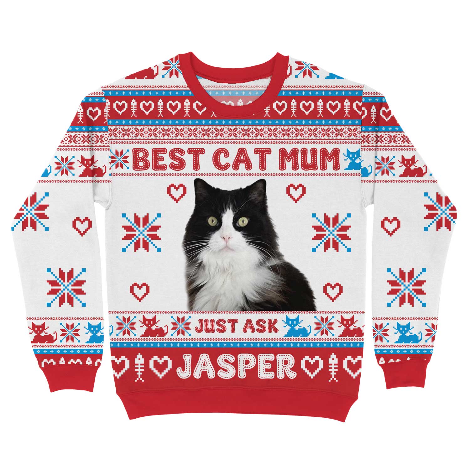The Best Cat Mum Personalised Christmas Jumper