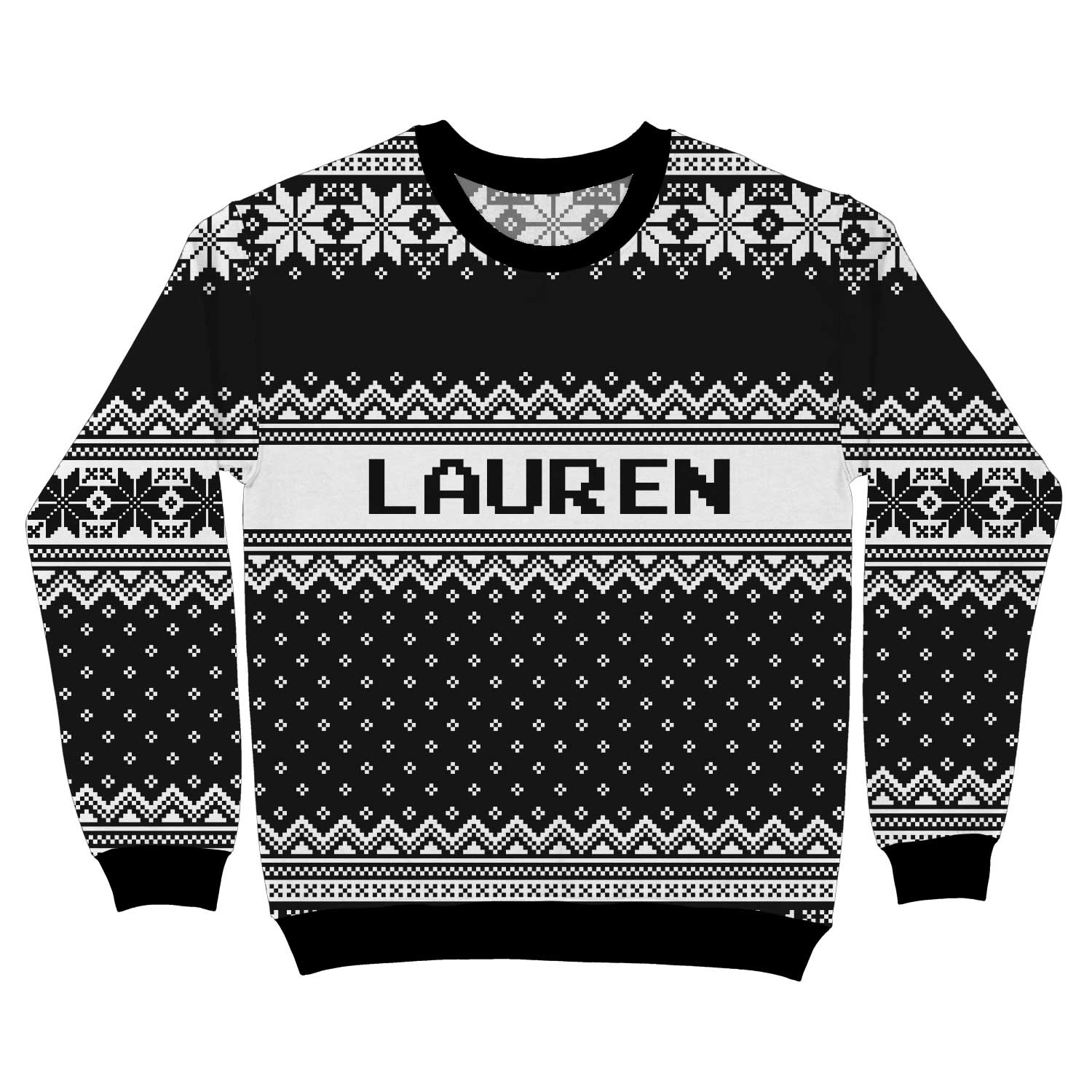Your Name Black Christmas Jumper