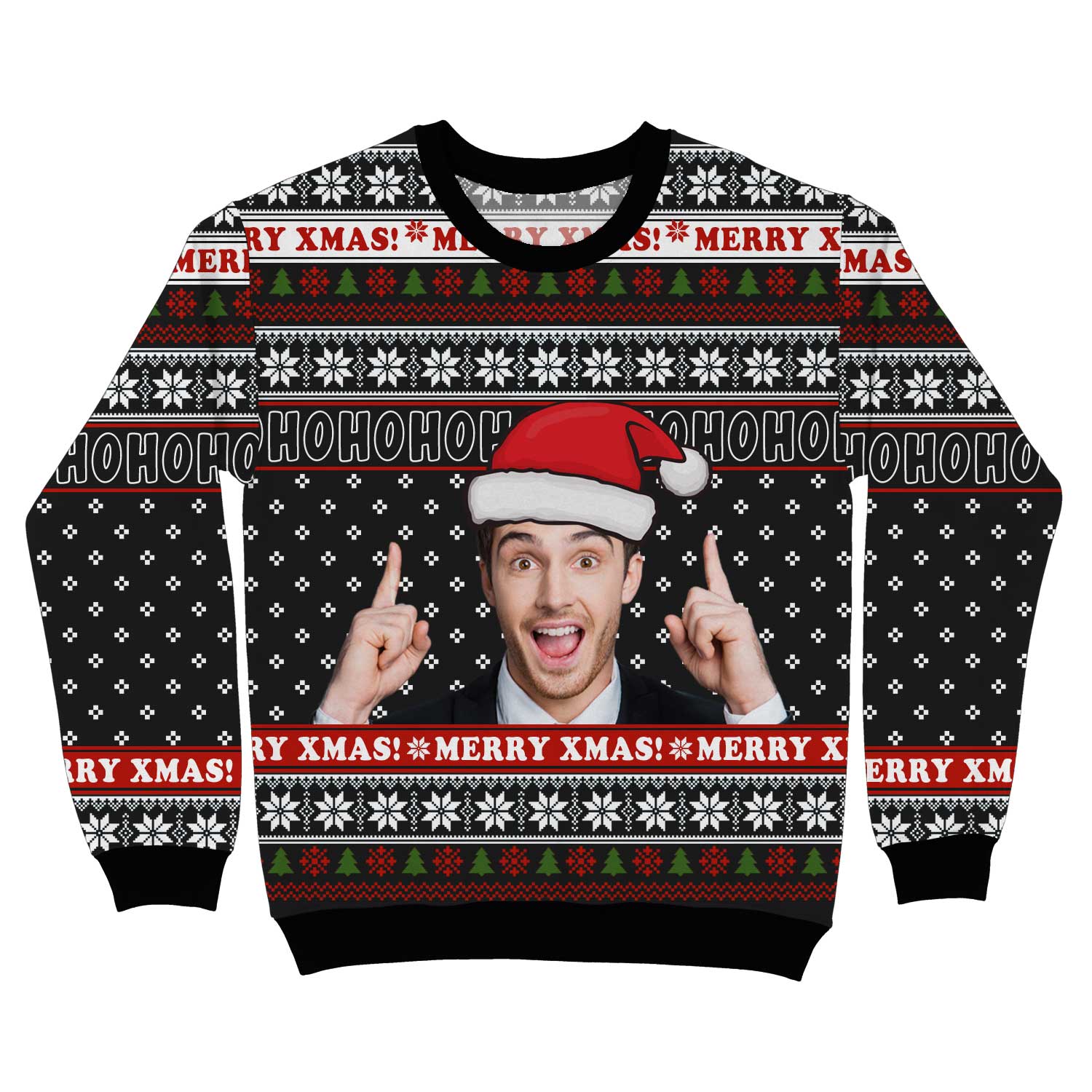 Merry Xmas HO HO HO Photo Personalised Christmas Sweatshirt