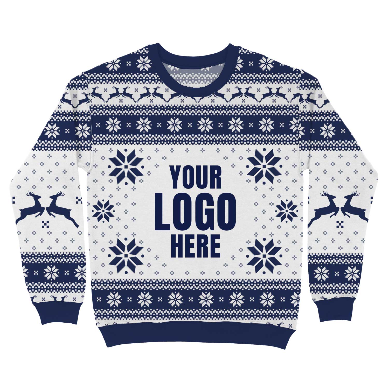 Your Logo Here Navy and White Personalised Christmas Jumper