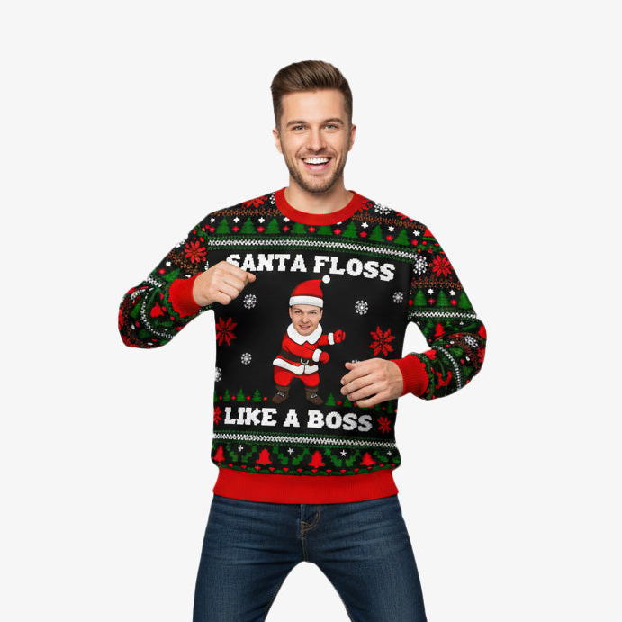 Santa Floss Like A Boss Personalised Christmas Jumper