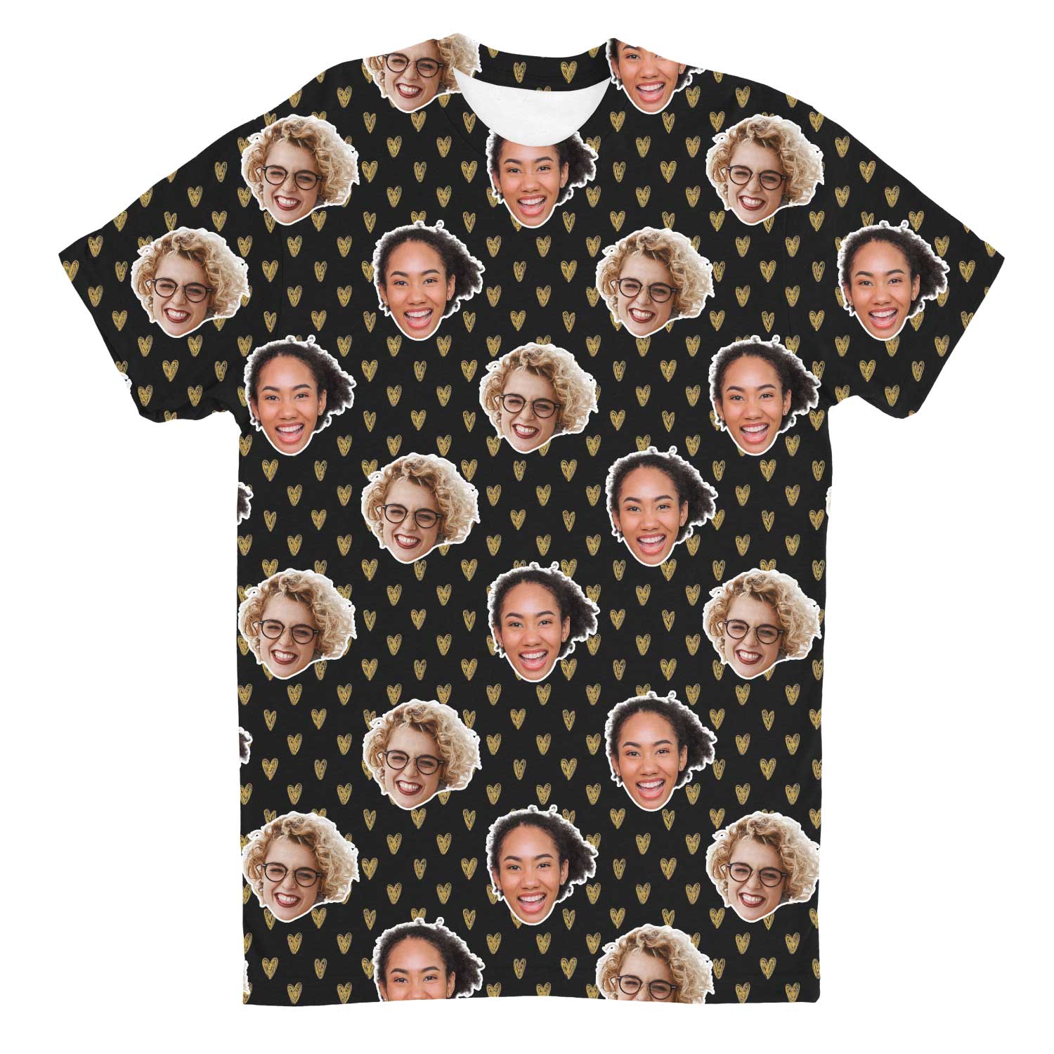 Gold Hearts Custom Face T-Shirt