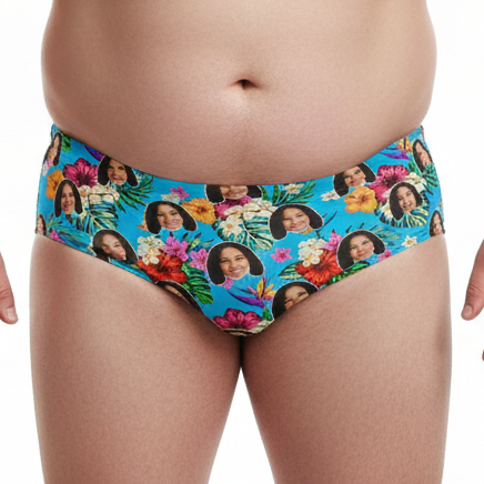 Tropical Floral Hawaiian Personalised Swim Trunks