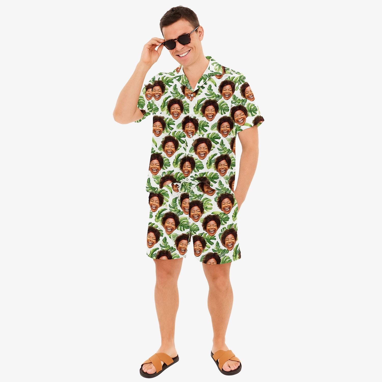 Tropical Leaf Personalised Hawaiian Shirt Shorts Set