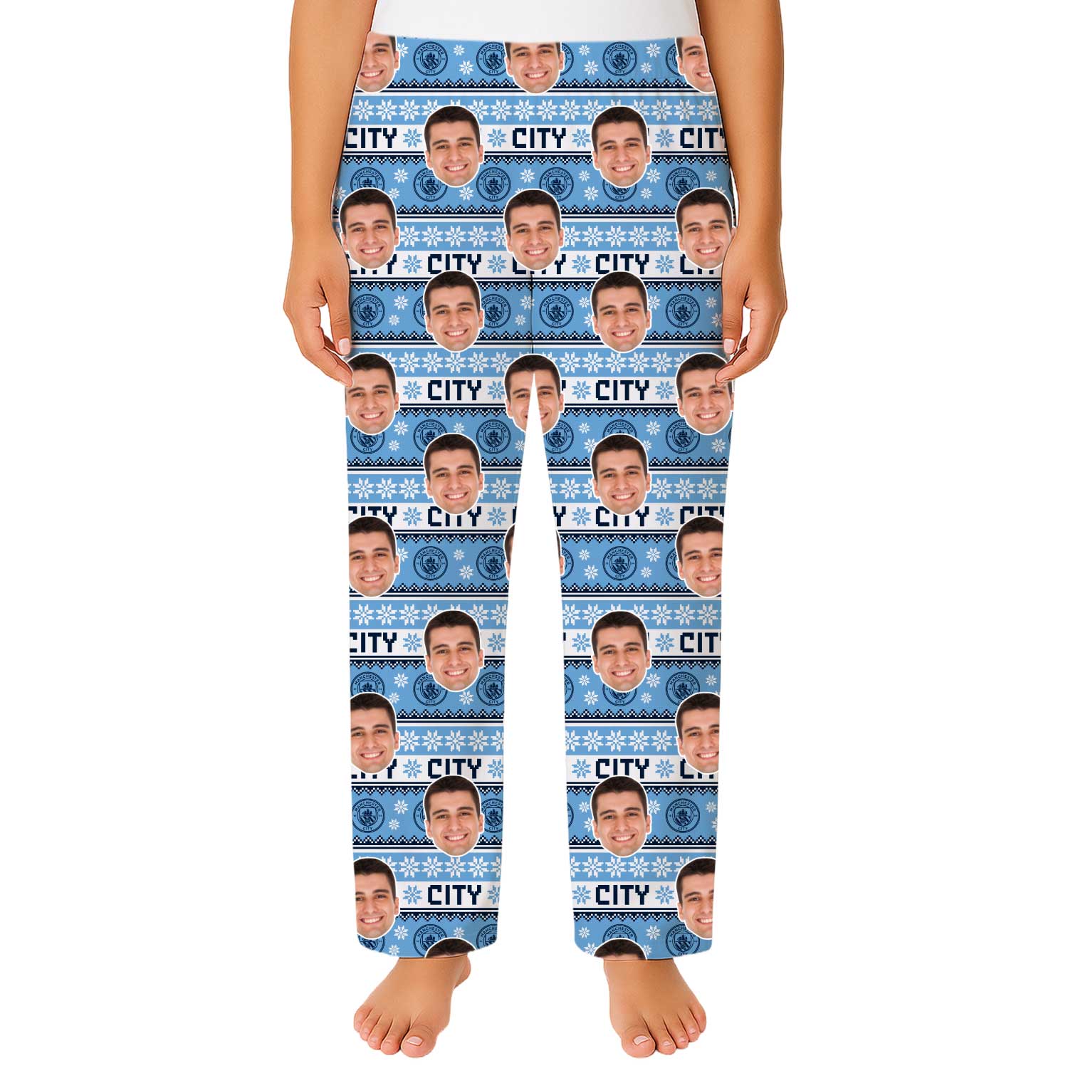 Xmas Man City Women's Personalised PJ Bottoms
