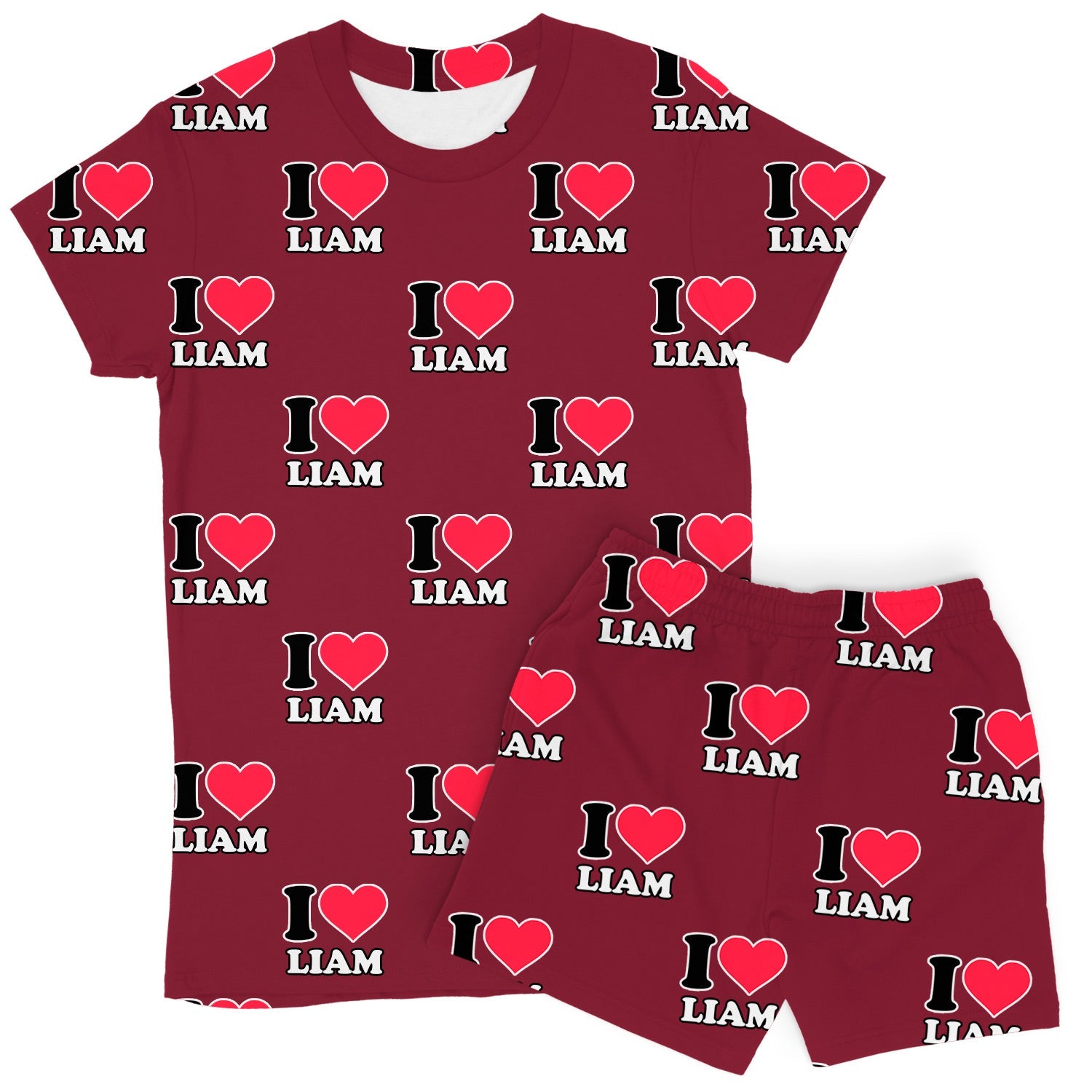 Women's I Heart Name Personalised PJs - Shorts Set