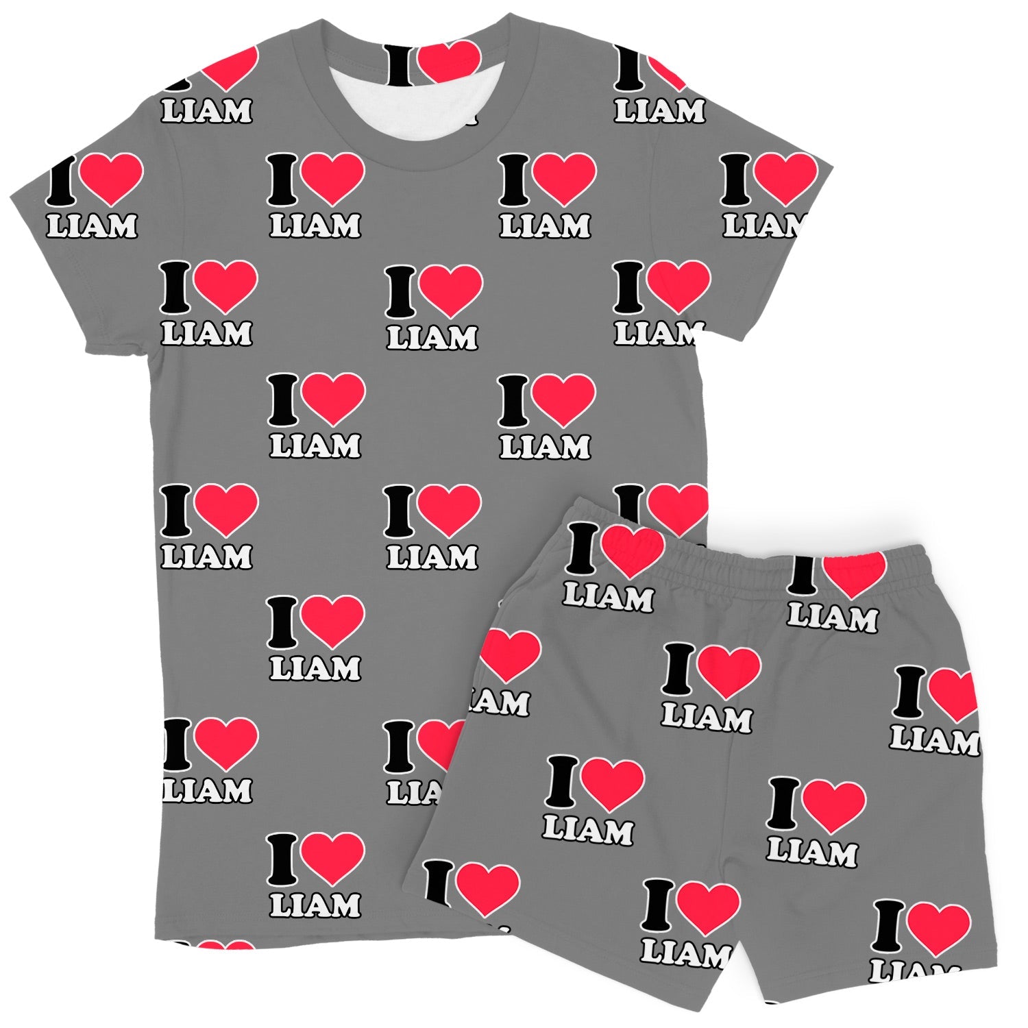 Women's I Heart Name Personalised PJs - Shorts Set