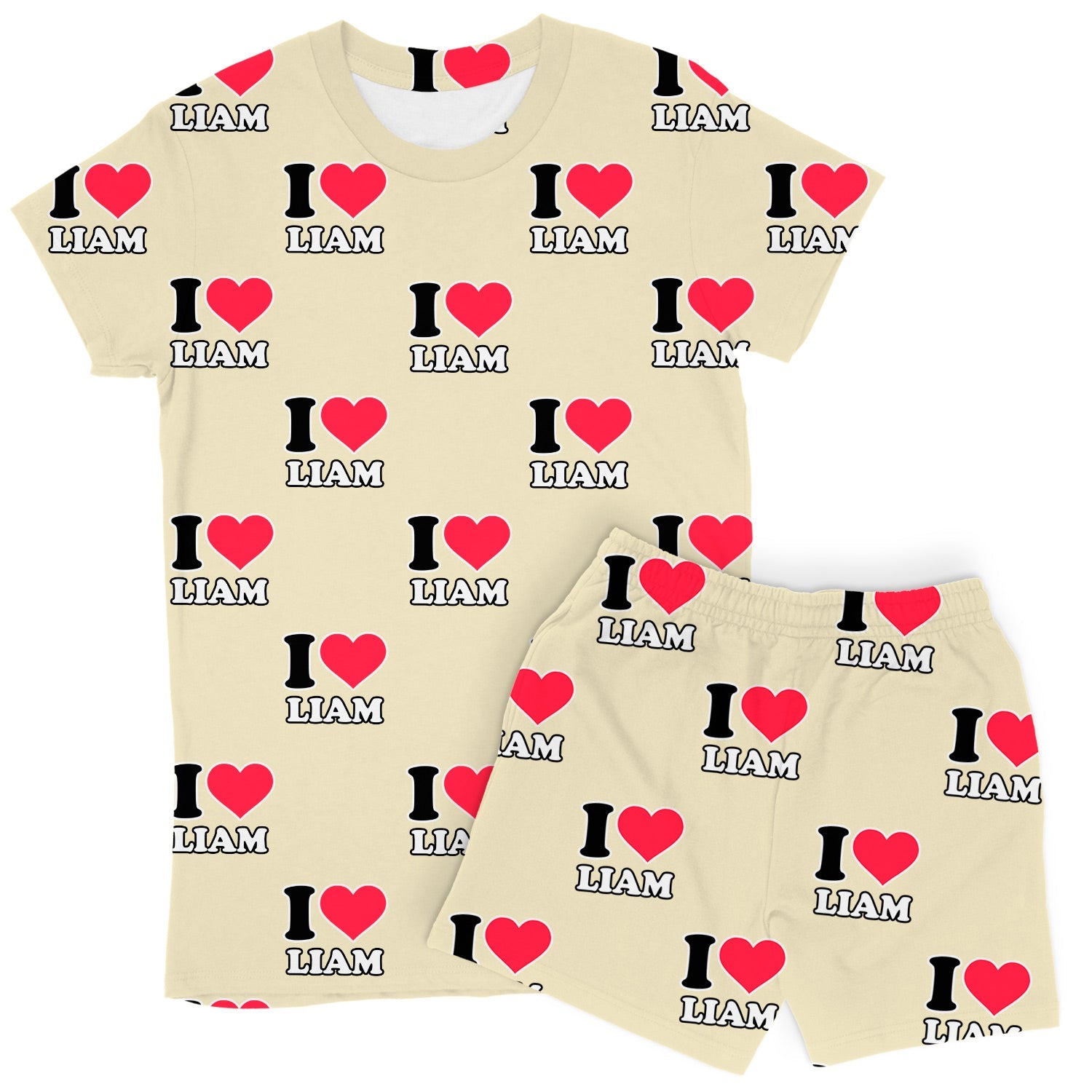 Women's I Heart Name Personalised PJs - Shorts Set
