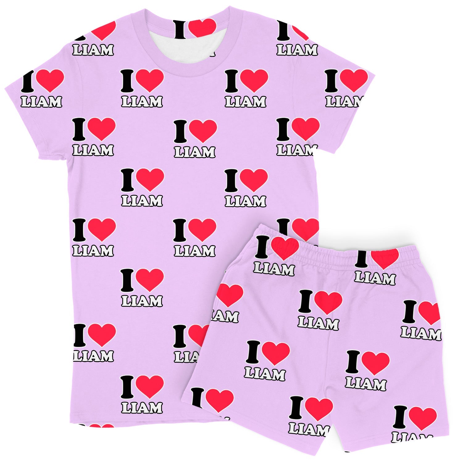 Women's I Heart Name Personalised PJs - Shorts Set