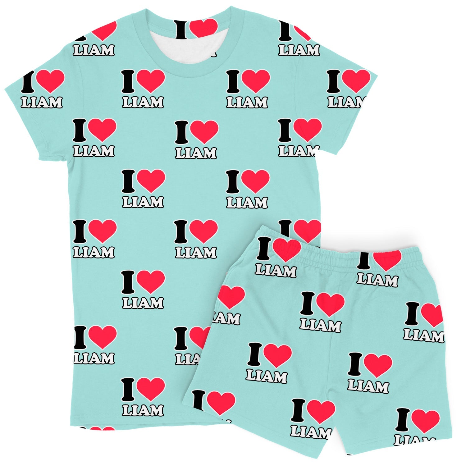 Women's I Heart Name Personalised PJs - Shorts Set