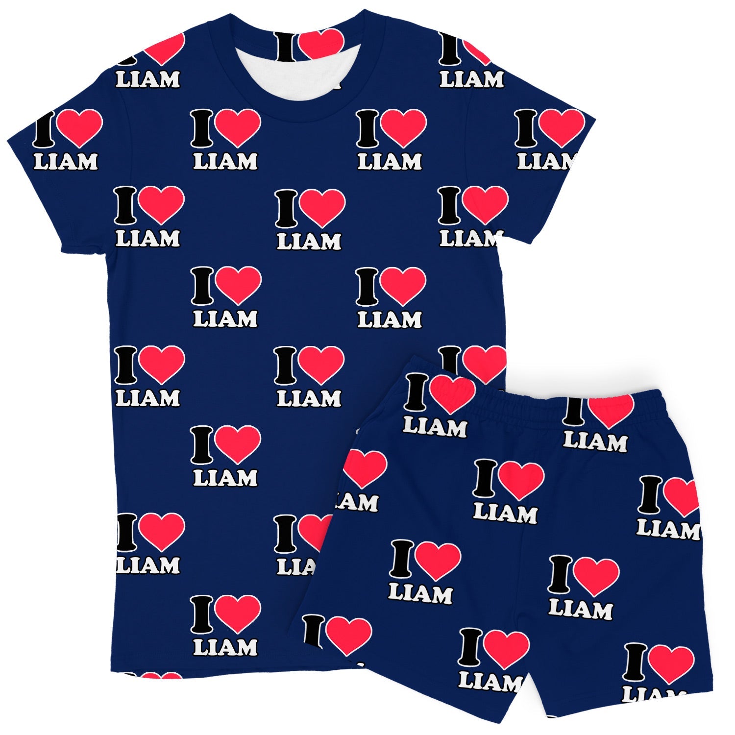 Women's I Heart Name Personalised PJs - Shorts Set