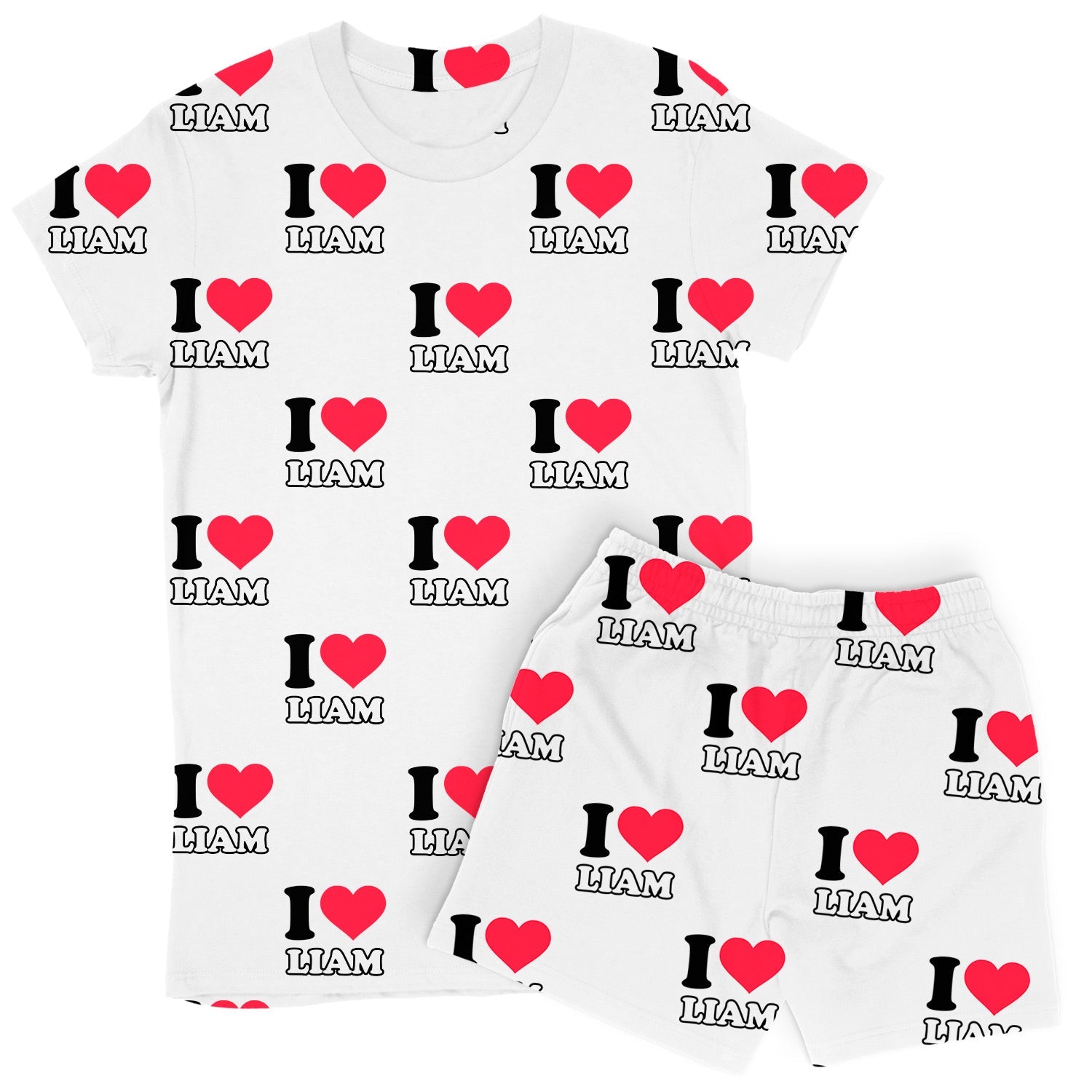 Women's I Heart Name Personalised PJs - Shorts Set