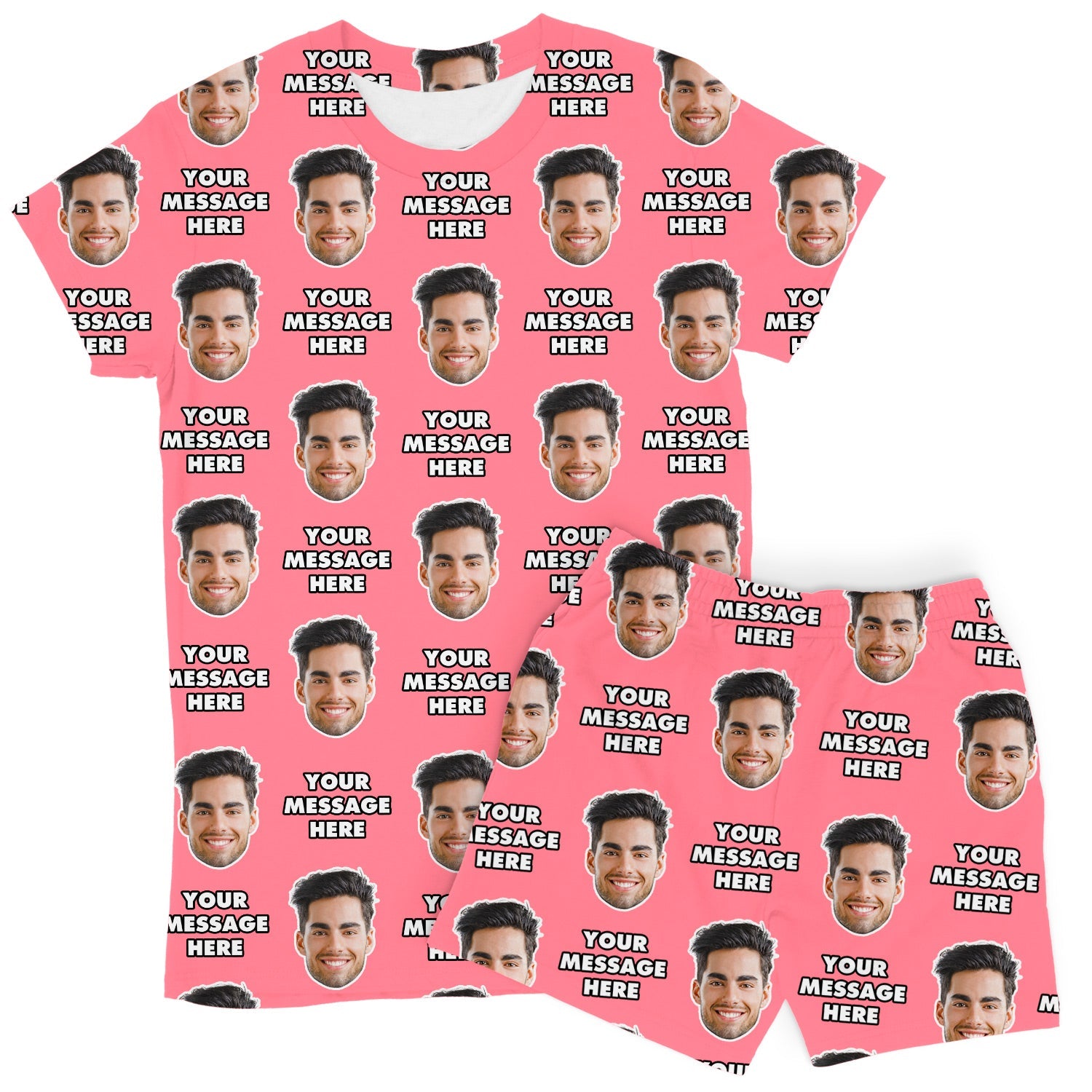 Women’s Personalised Message & Face PJs - Shorts Set