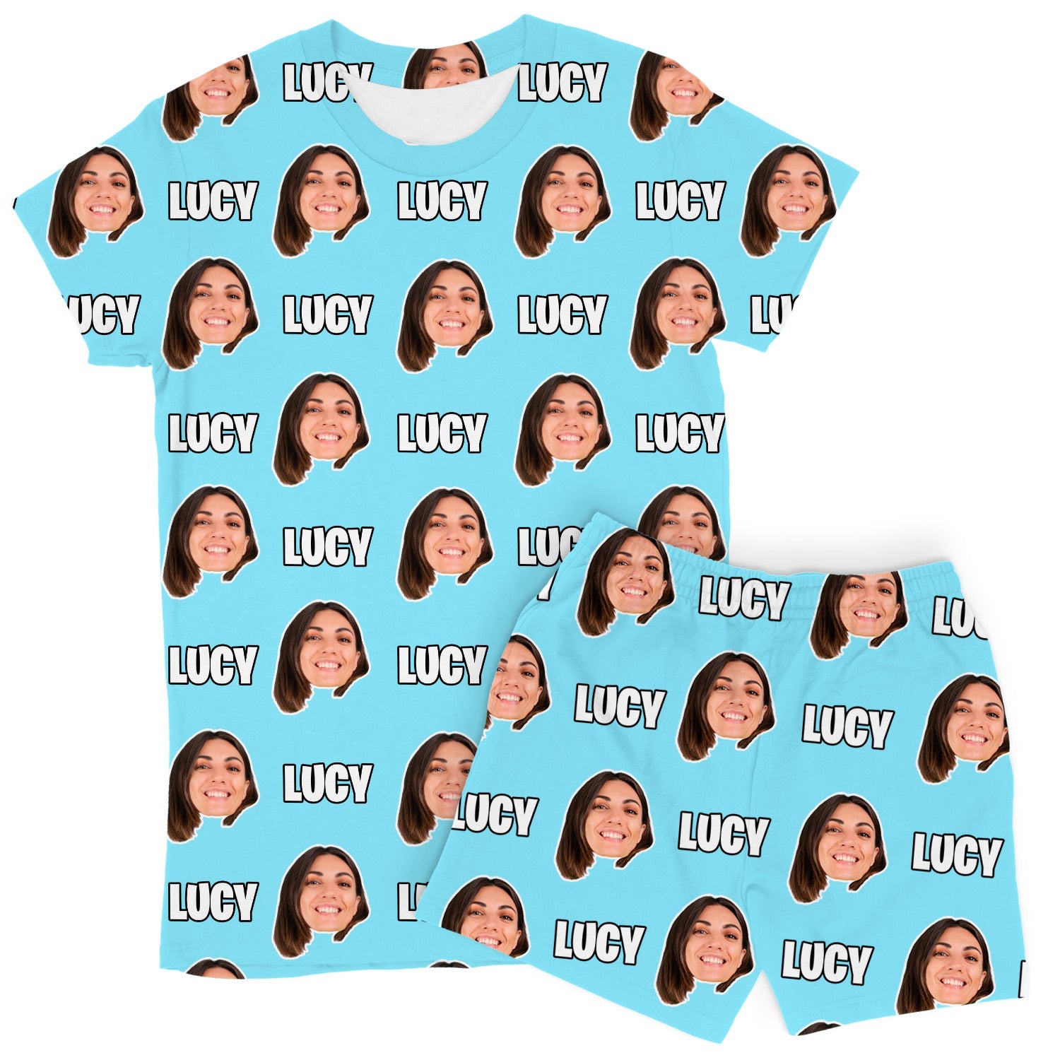 Women's Face & Name Personalised PJs - Shorts Set
