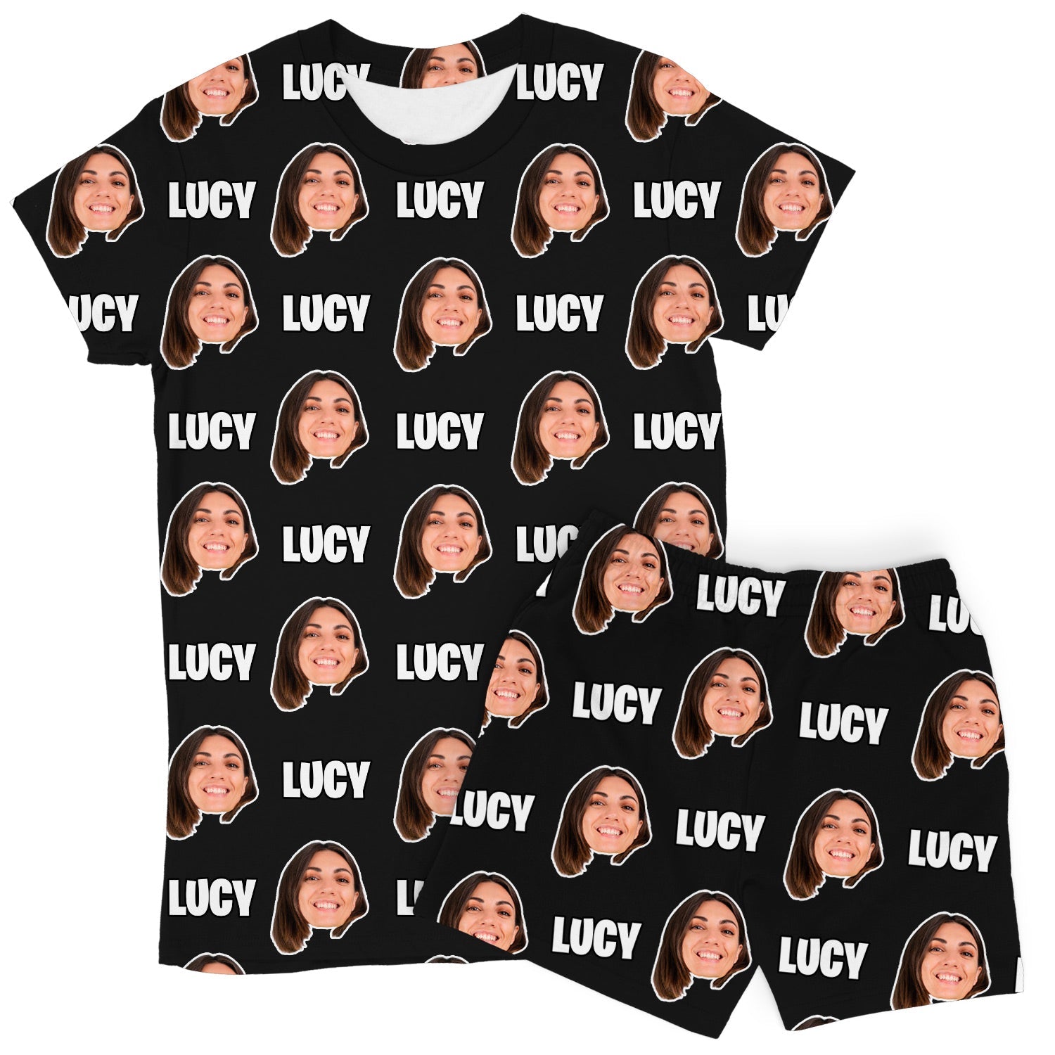 Women's Face & Name Personalised PJs - Shorts Set