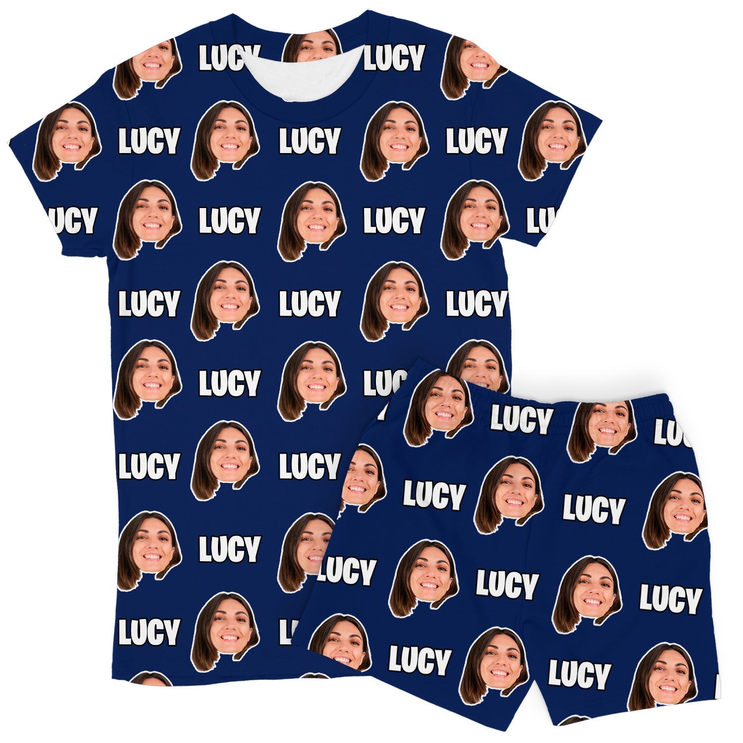 Women's Face & Name Personalised PJs - Shorts Set