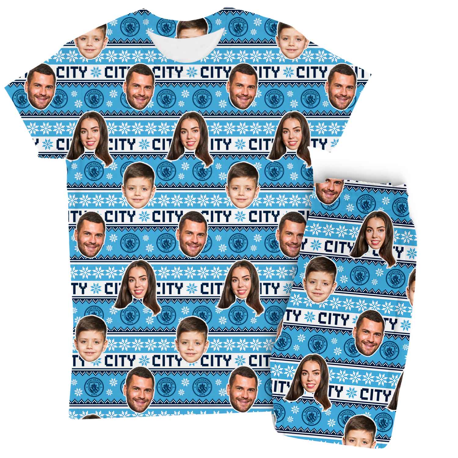 Xmas Man City Personalised Women's Pyjamas - Trouser Set
