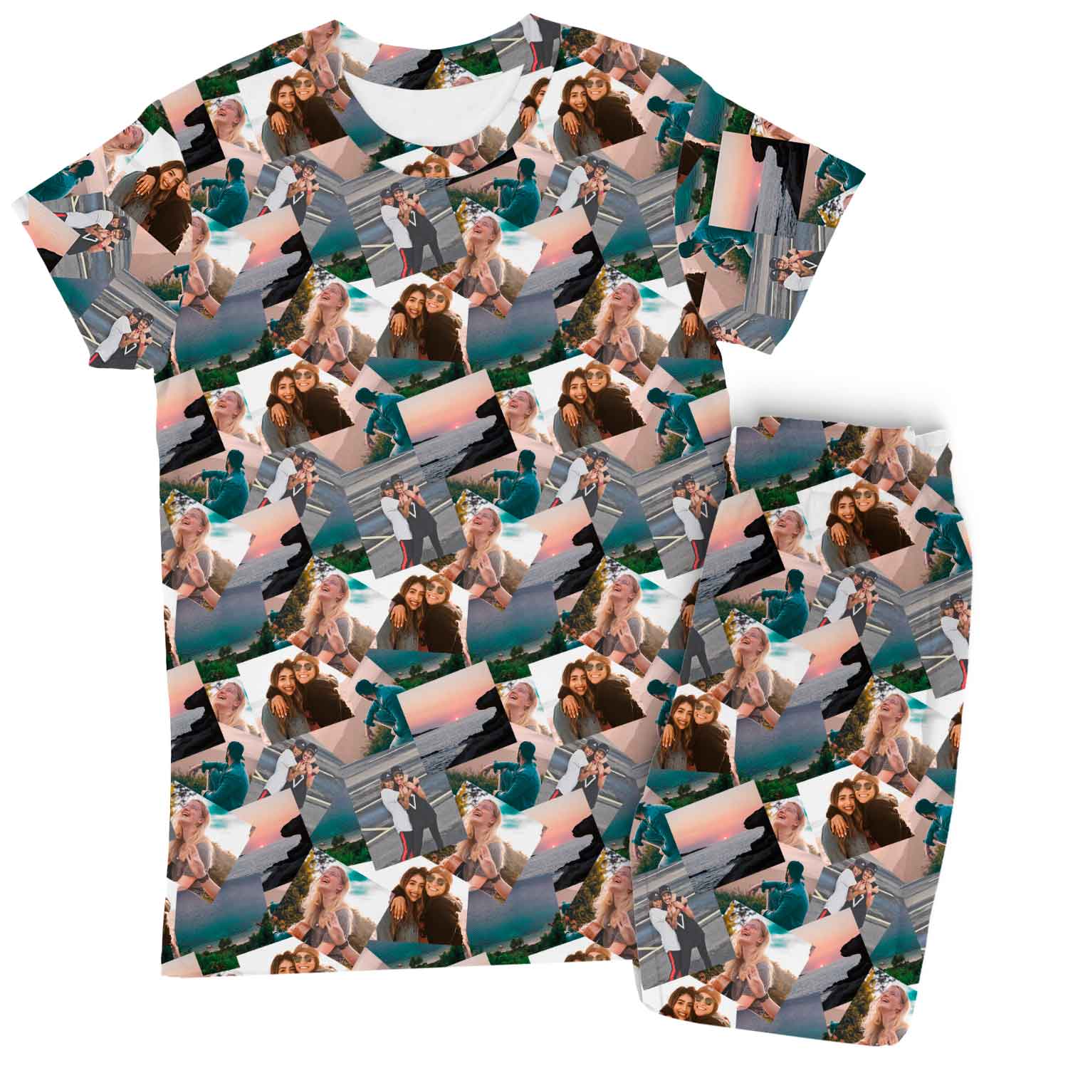 Women's Overlap Photo Collage Pyjamas - Trouser Set