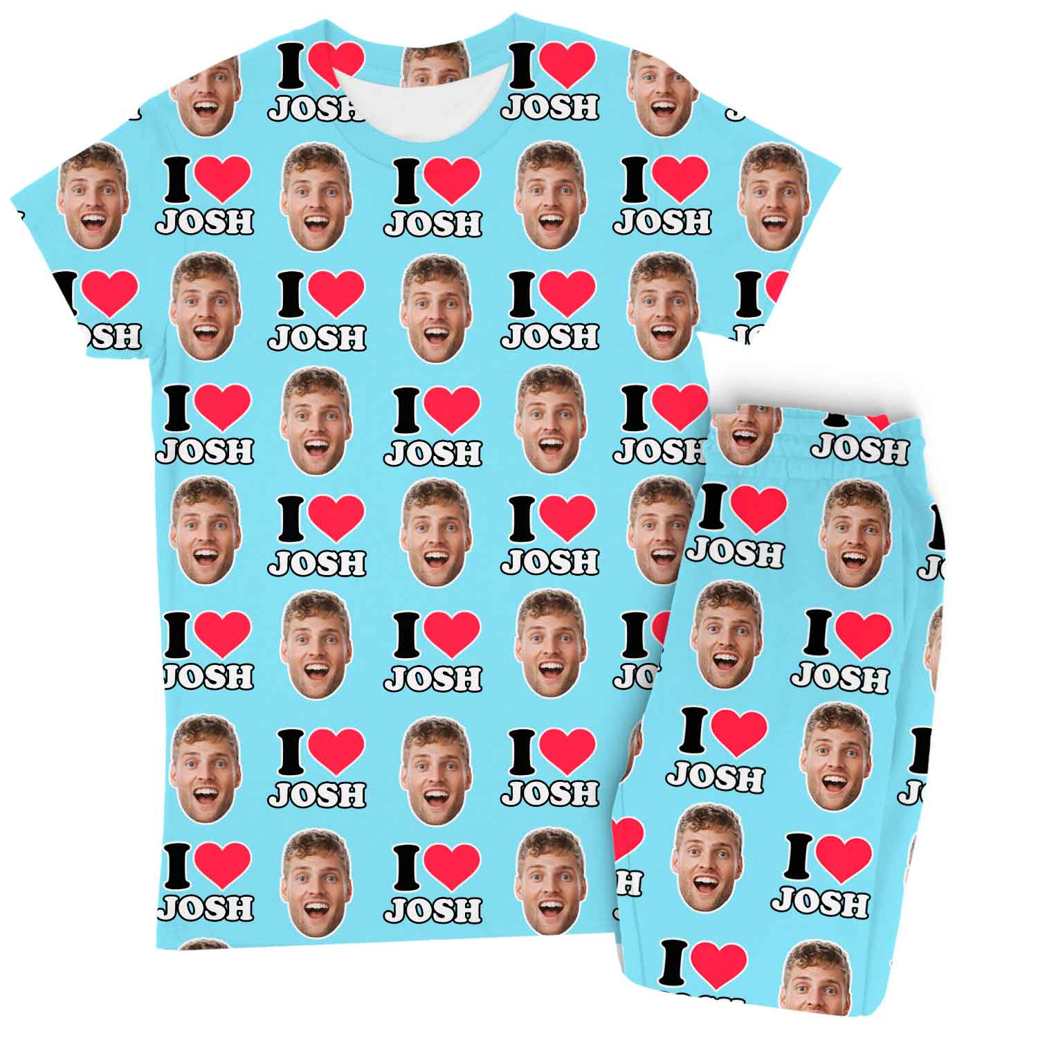 Women's I Heart Name & Face Personalised Pyjamas - Trouser Set