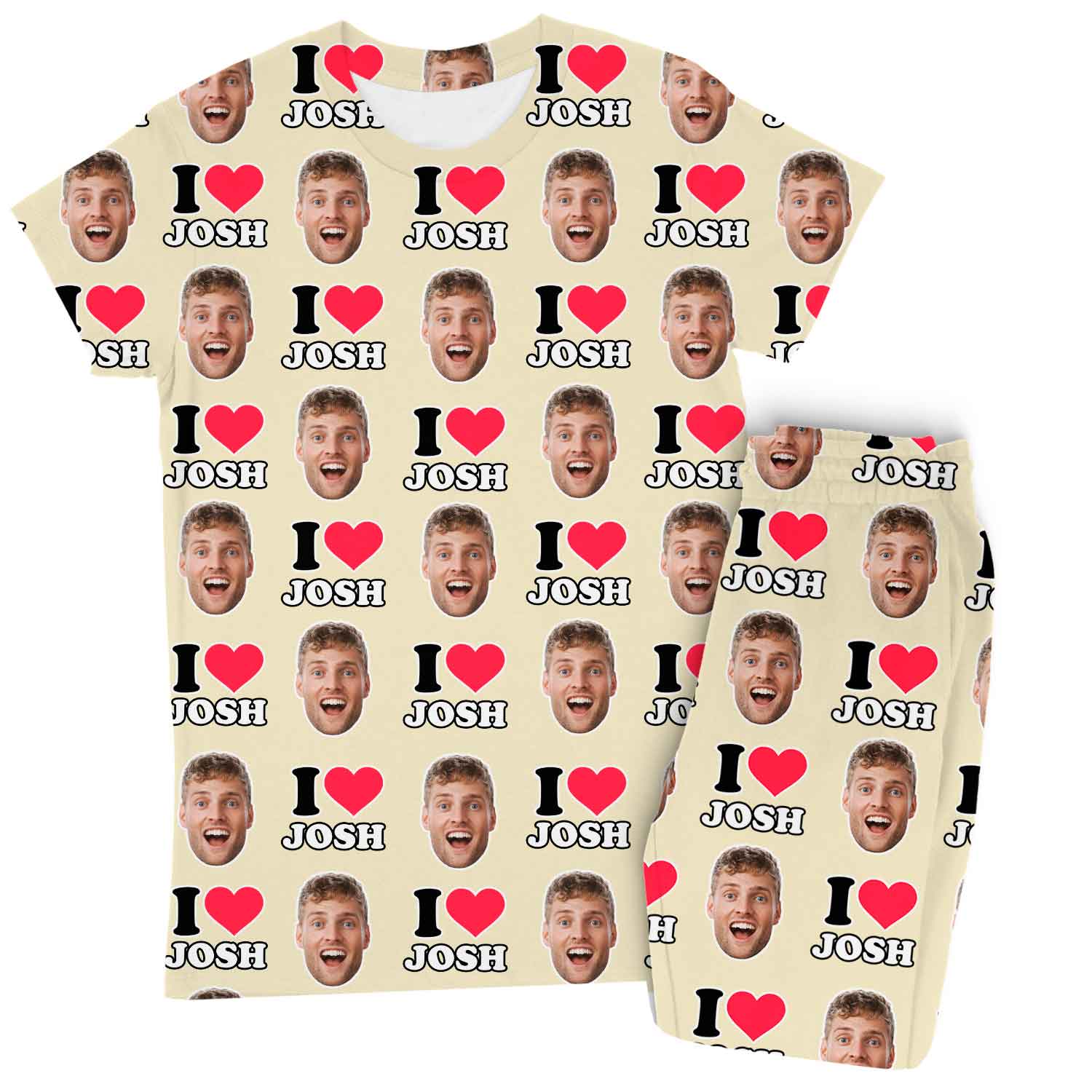 Women's I Heart Name & Face Personalised Pyjamas - Trouser Set