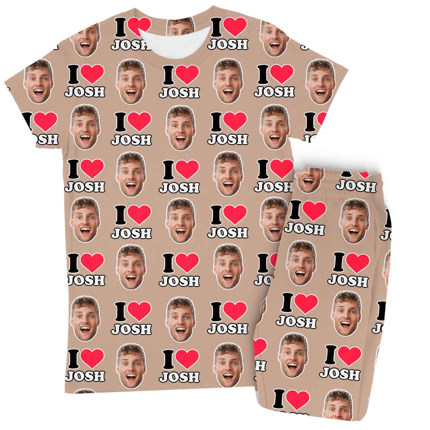 Women's I Heart Name & Face Personalised Pyjamas - Trouser Set