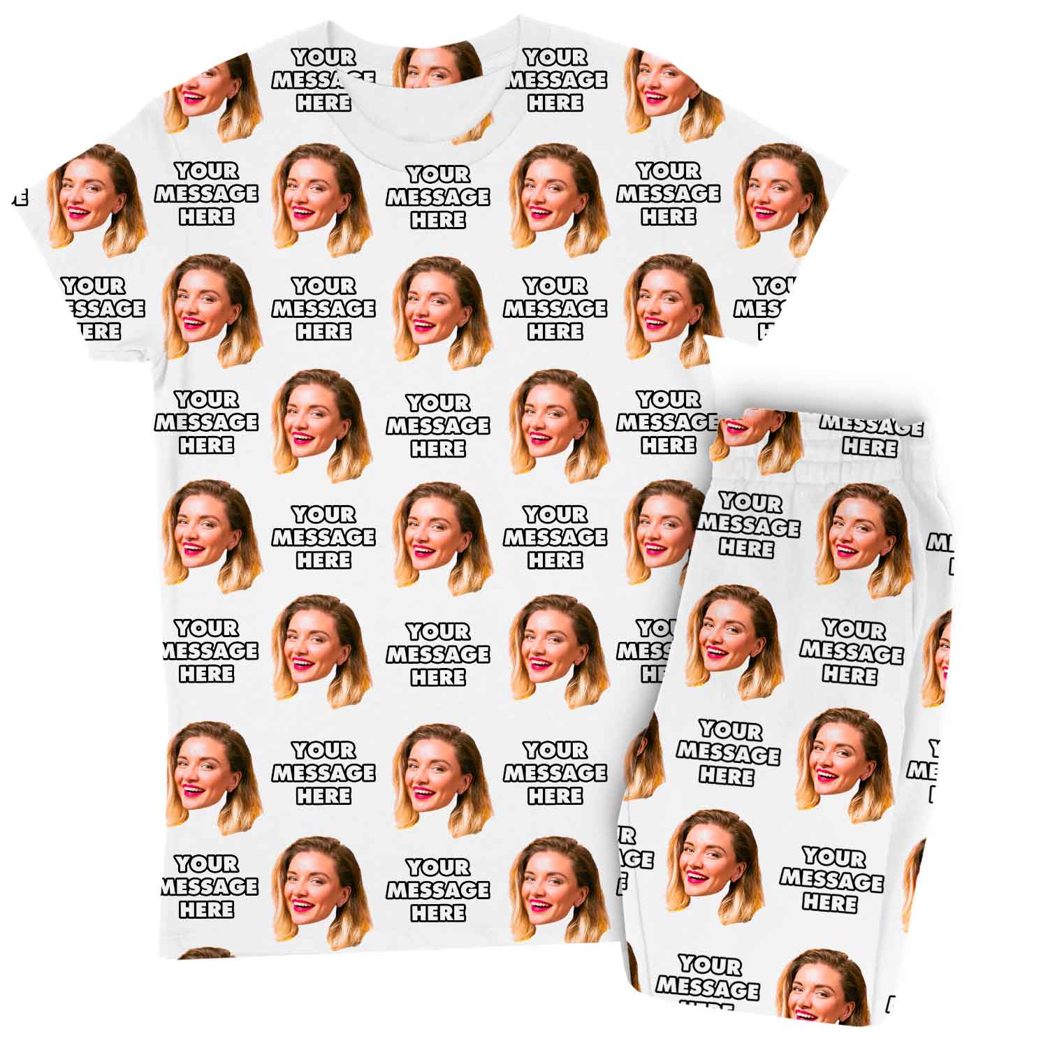 Women's Face & Message Personalised Pyjamas - Trouser Set