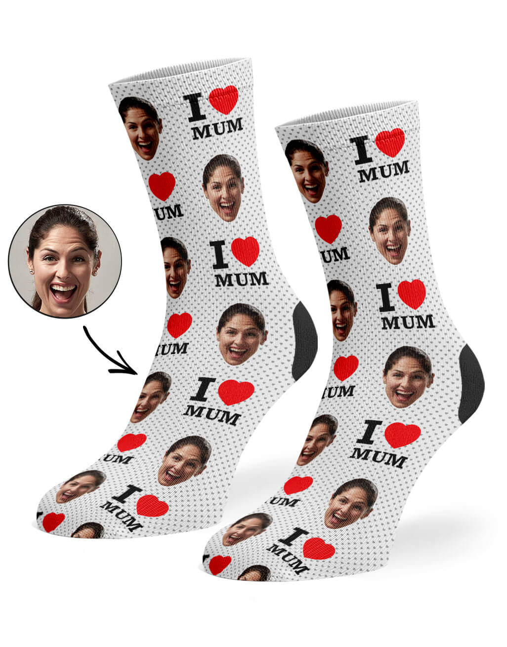 I Love Mum Photo Socks