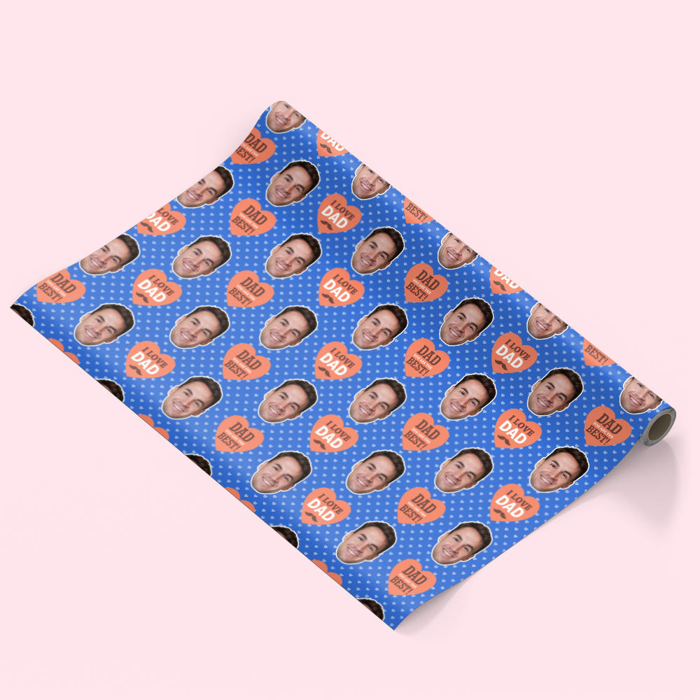 I Love Dad Heart Pattern Personailsed Wrapping Paper