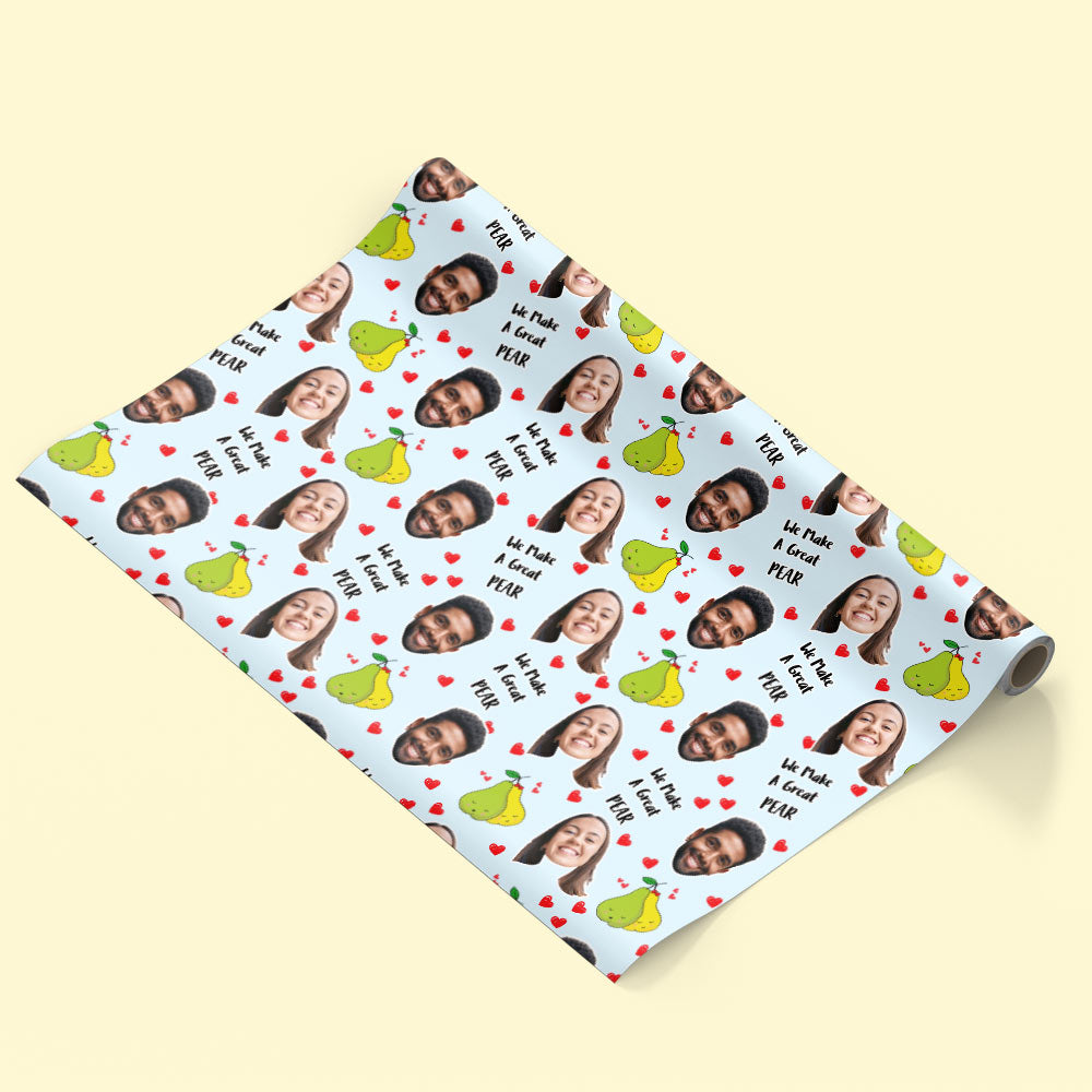 Great Pear Couple Faces Personalised Wrapping Paper