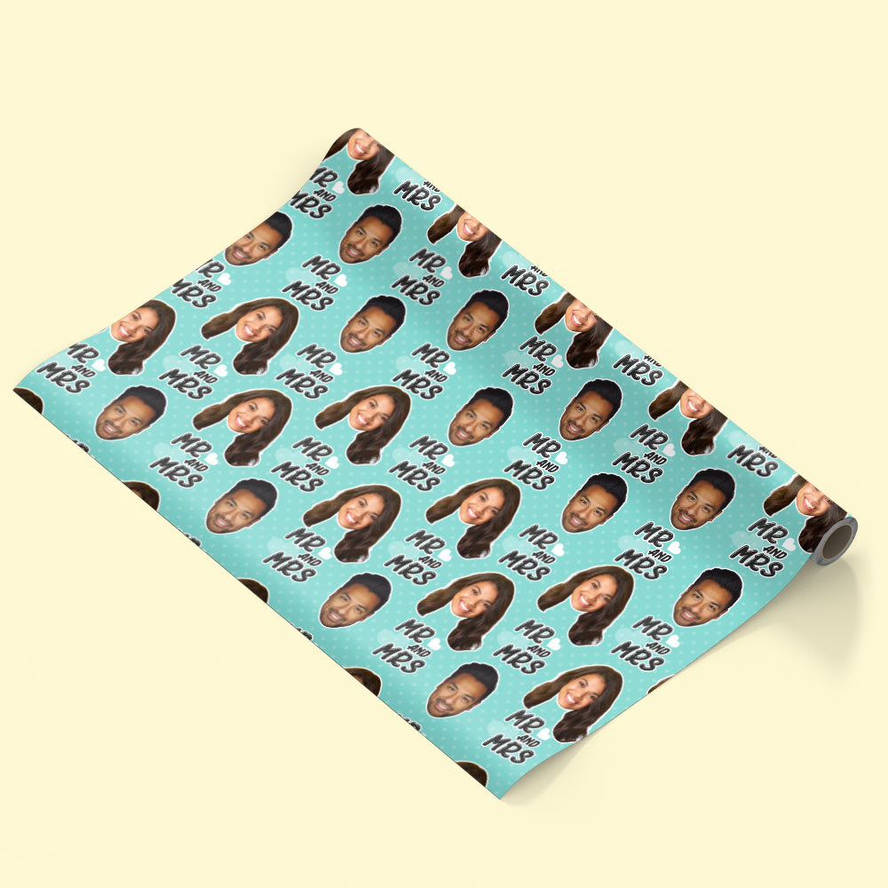 Mr & Mrs Couple Faces Personalised Wrapping Paper
