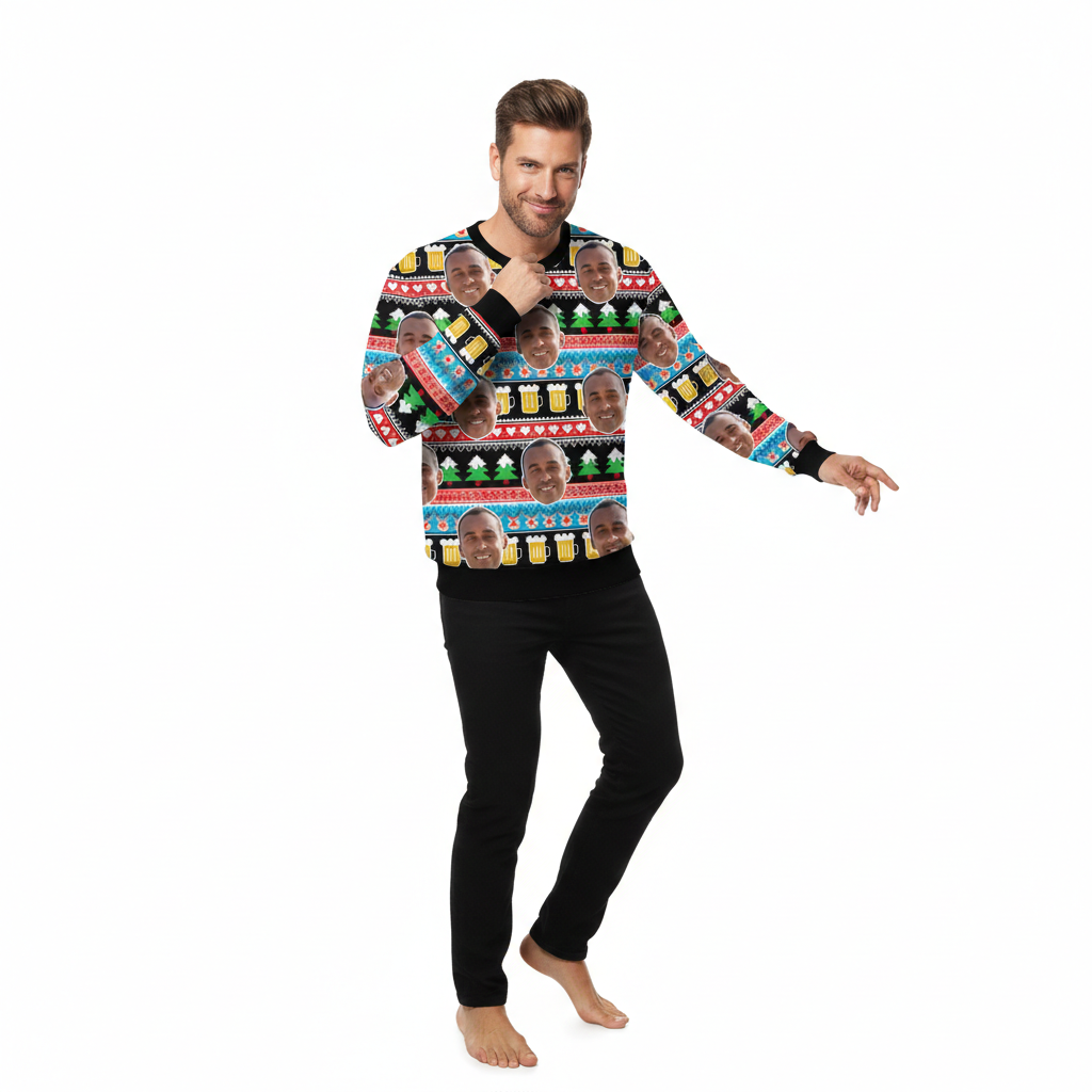 Your Face Beer Personalised Christmas Jumper