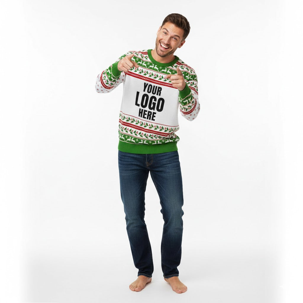 Your Logo Here Green Personalised Christmas Jumper