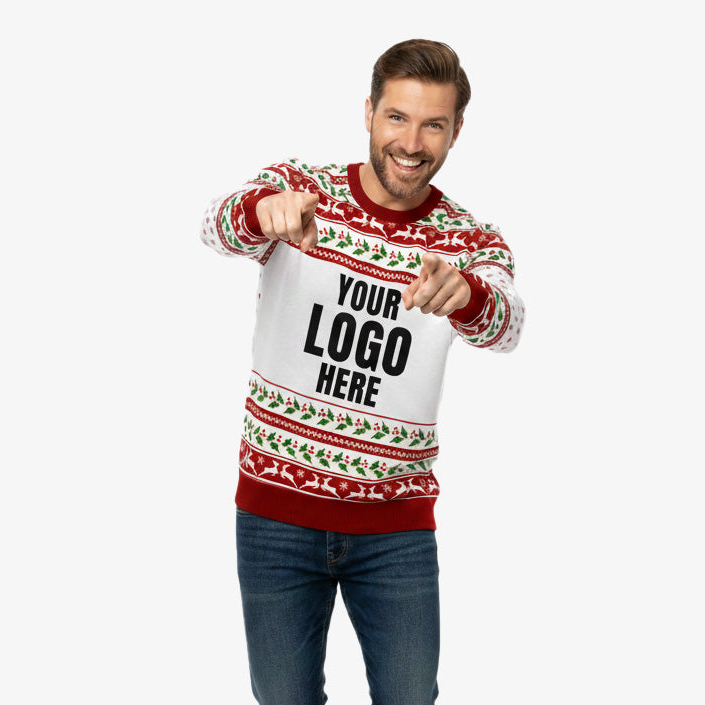 Your Logo Here Red Personalised Christmas Jumper