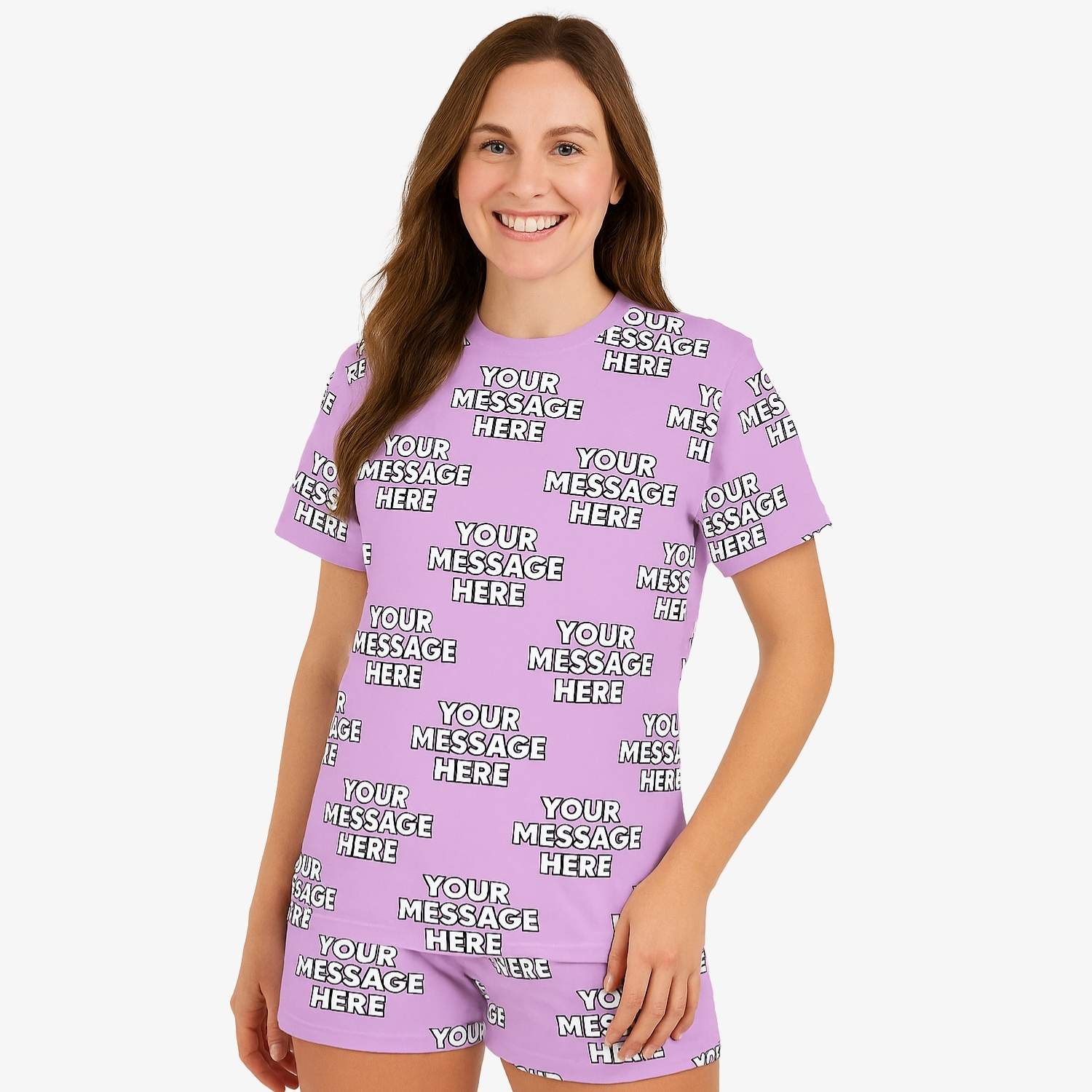 Personalised Women's PJ Shorts Set Custom Message Print