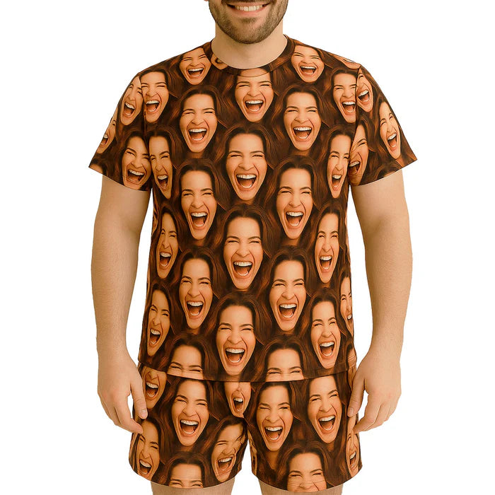 Men's Face Mash Pyjamas Shorts Set