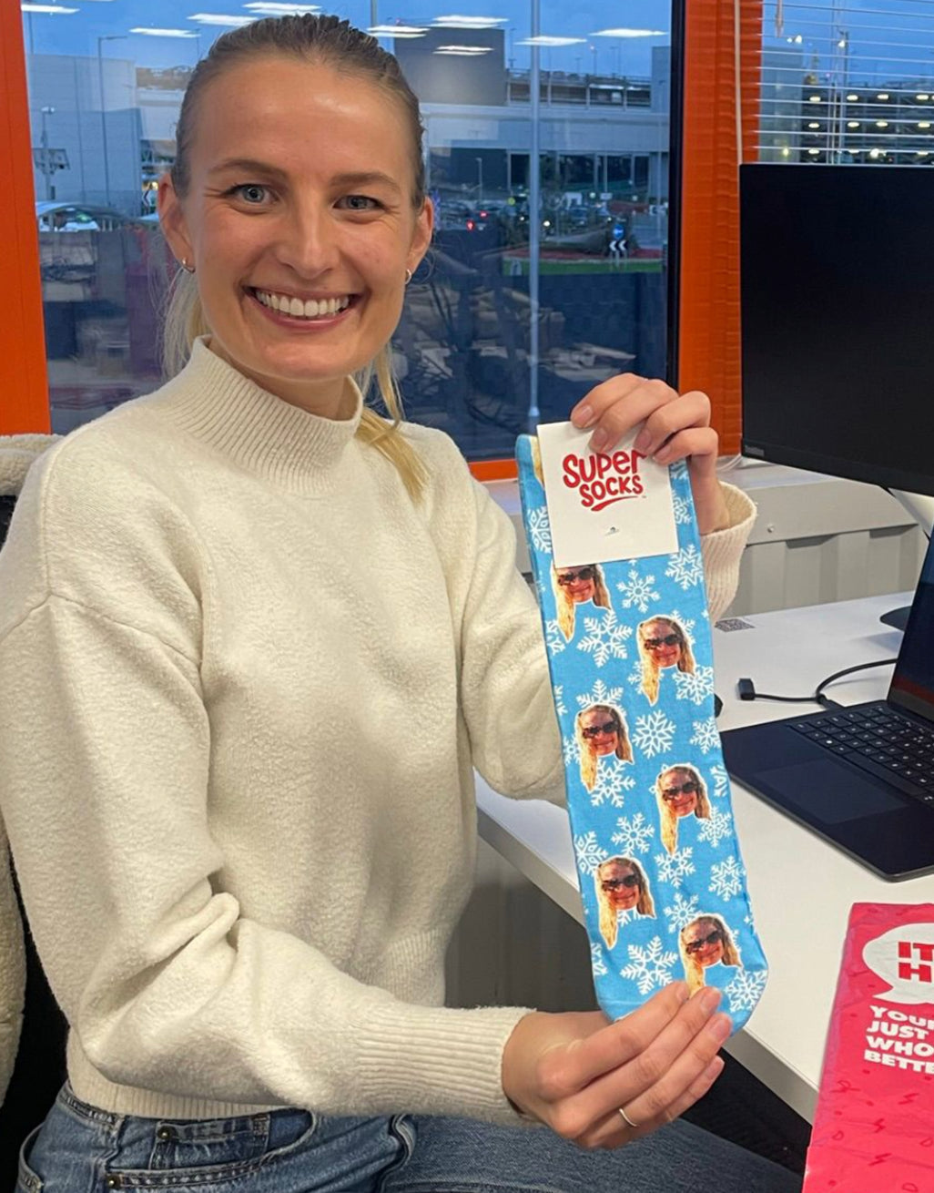 Christmas Snowflake Custom Face Socks